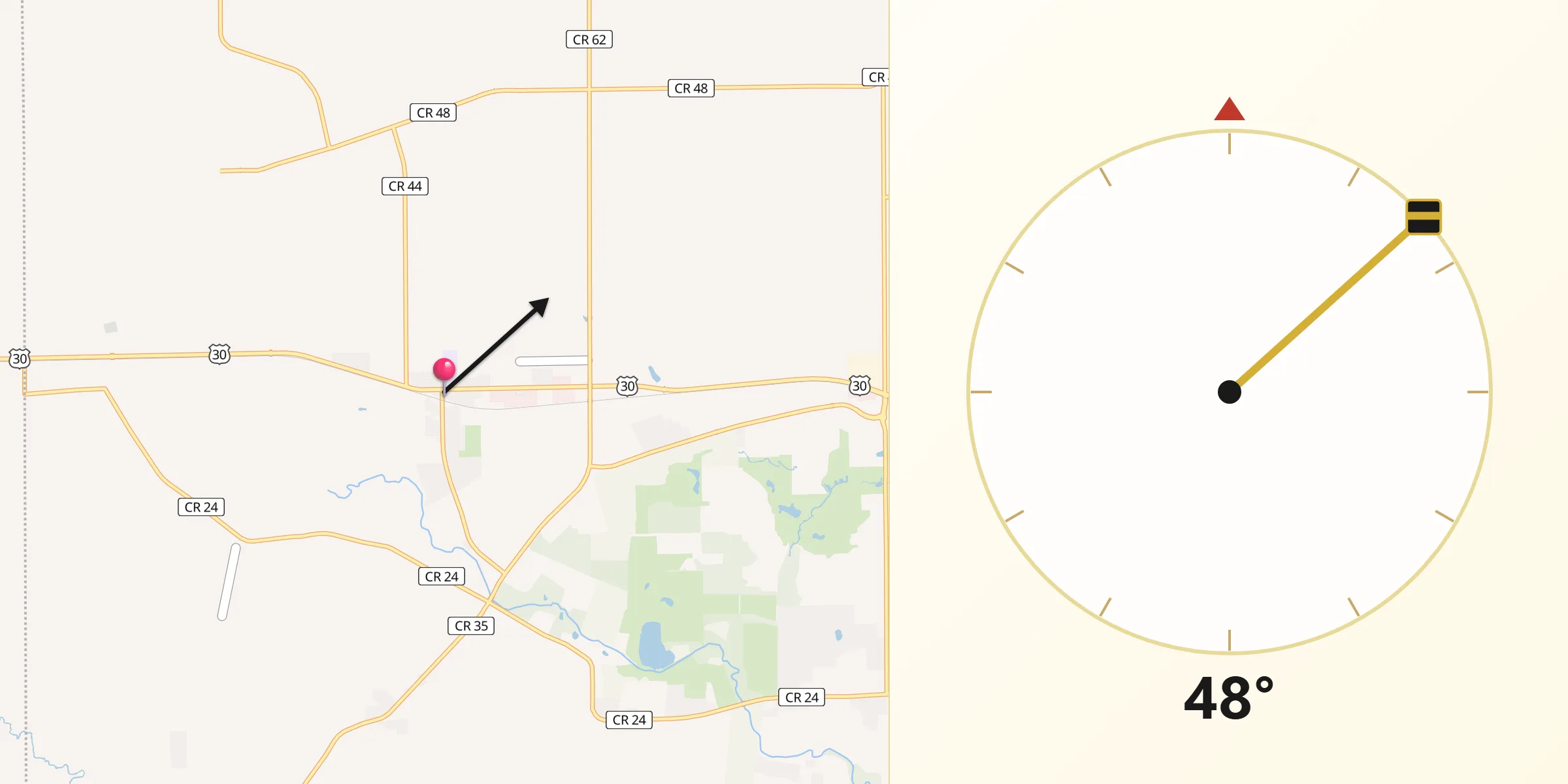Qibla Direction from Big Rock