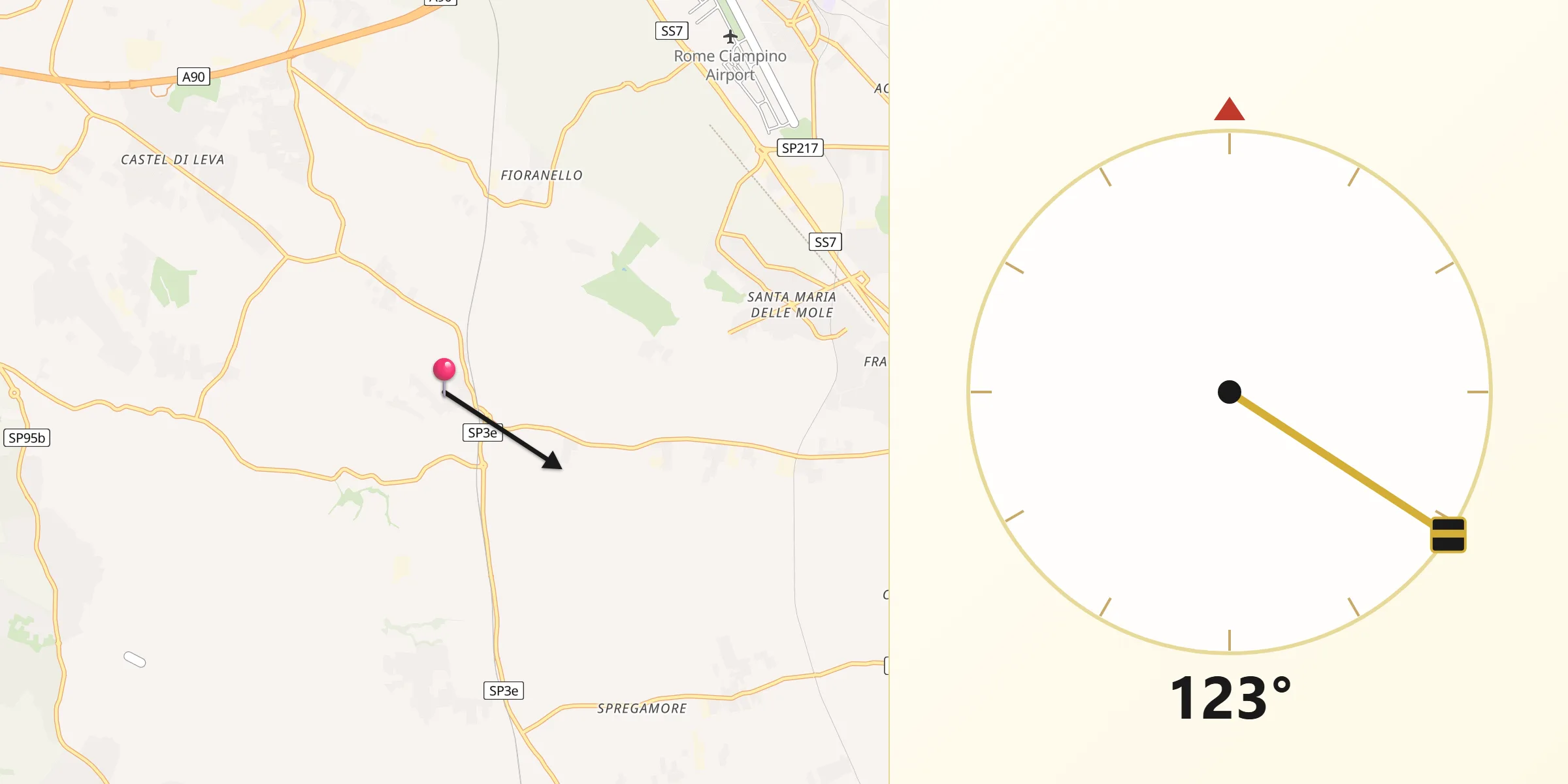 Direzione della Qibla da Borgo Lotti