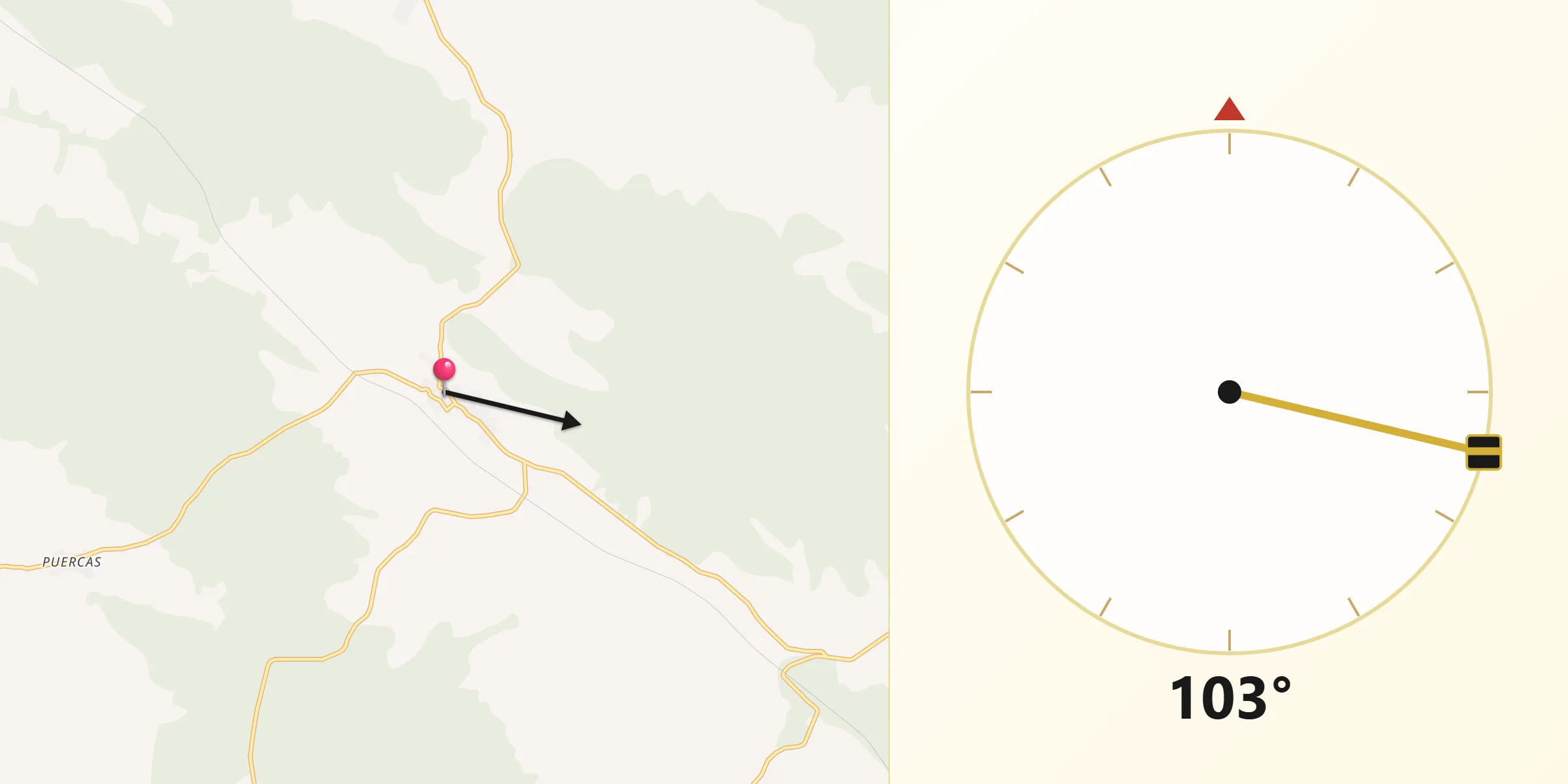 Dirección de la Qibla desde Ferreruela