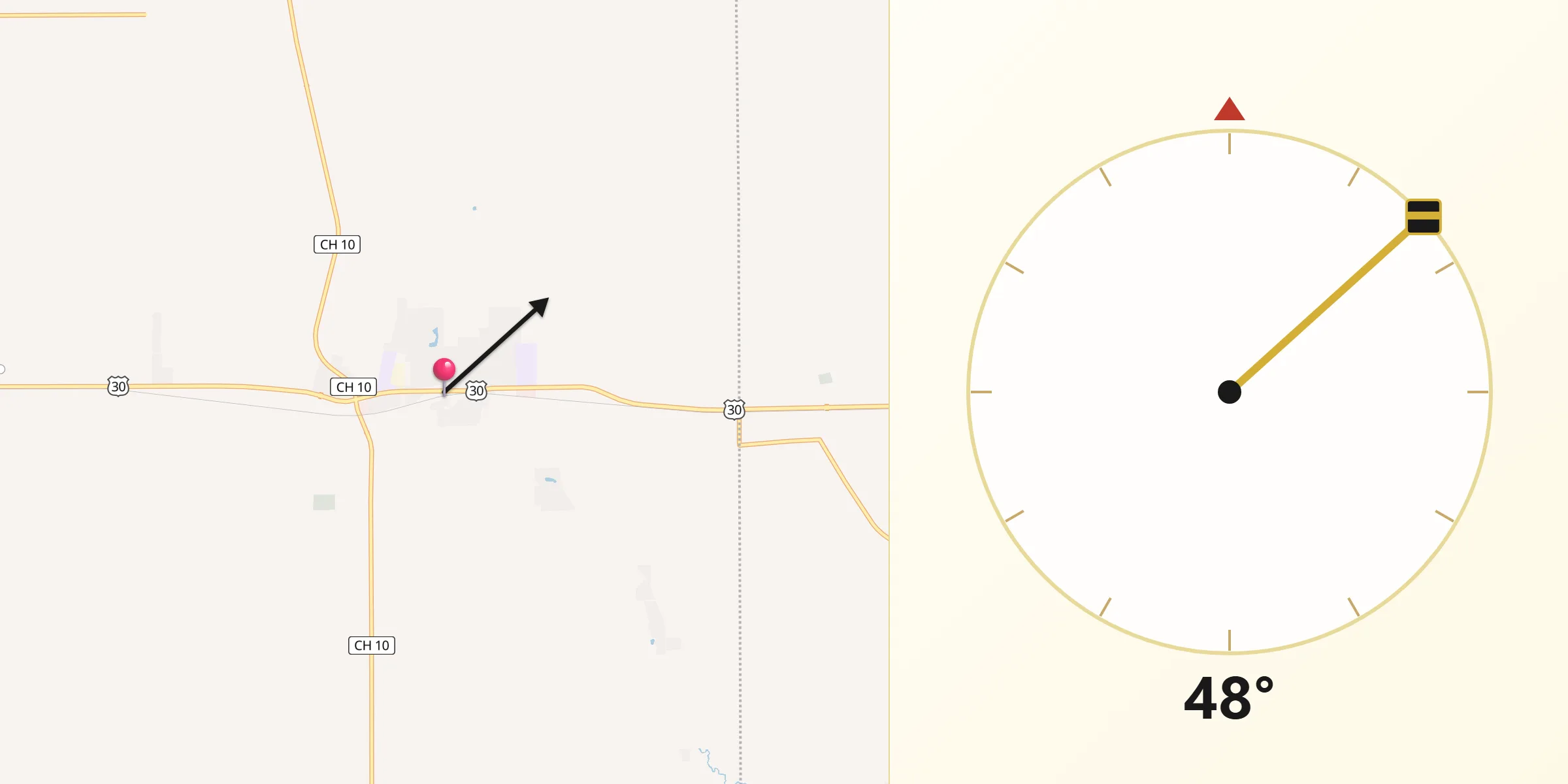 Qibla Direction from Hinckley