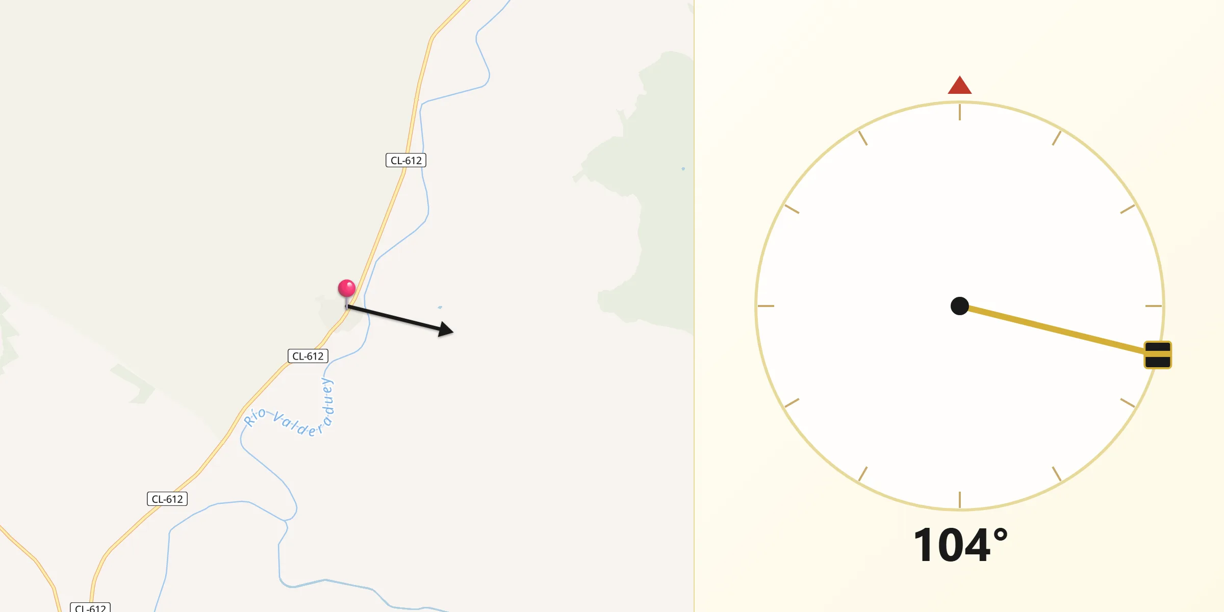 Dirección de la Qibla desde Cañizo