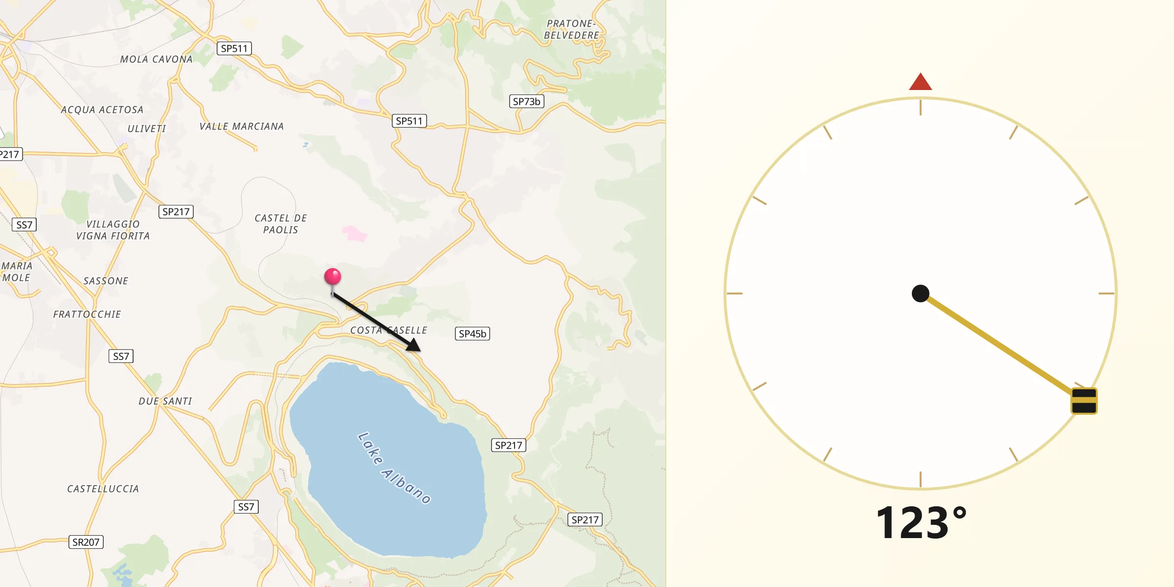 Direzione della Qibla da Marino