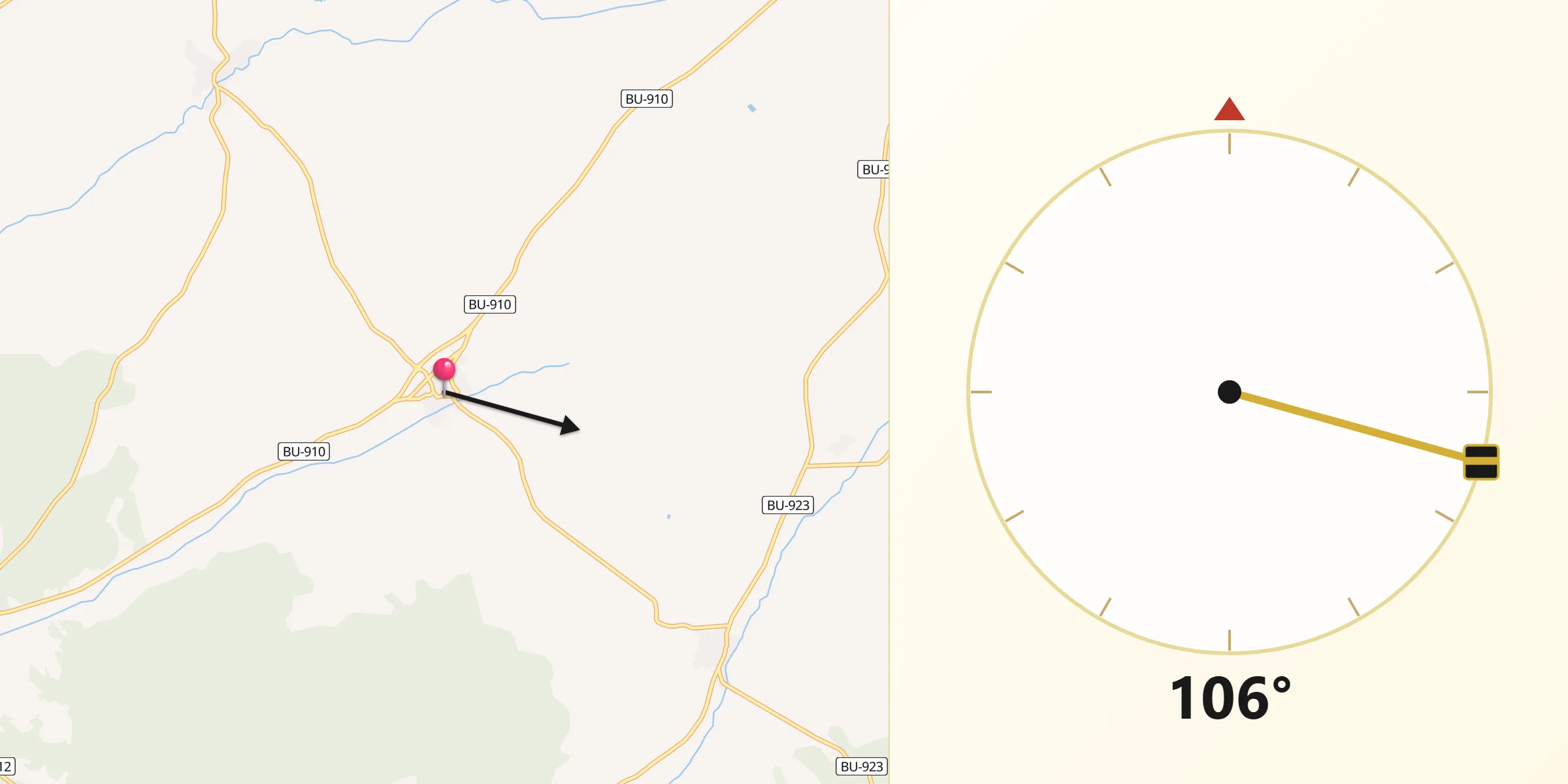 Dirección de la Qibla desde Baños de Valdearados