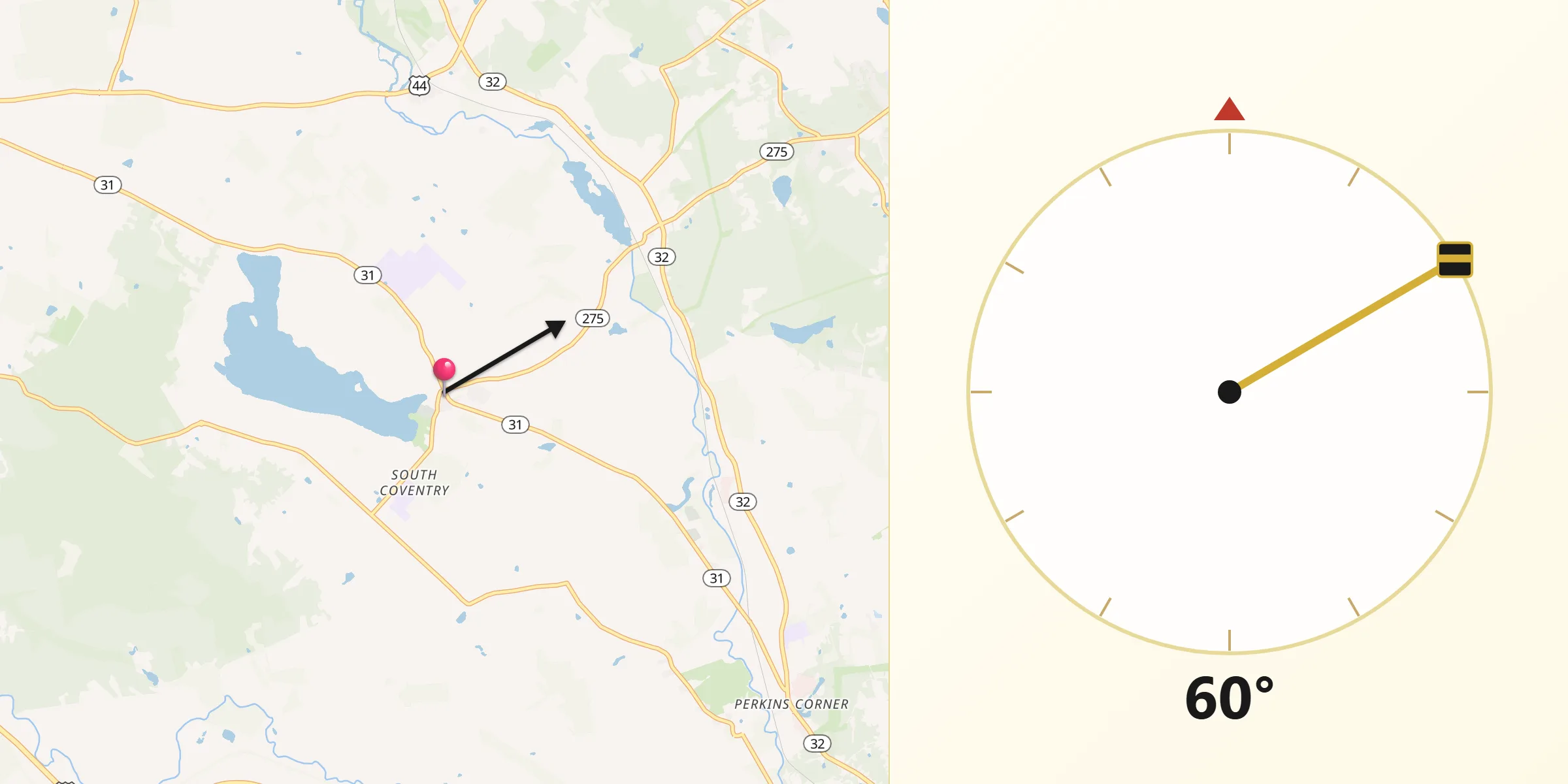 Qibla Direction from South Coventry