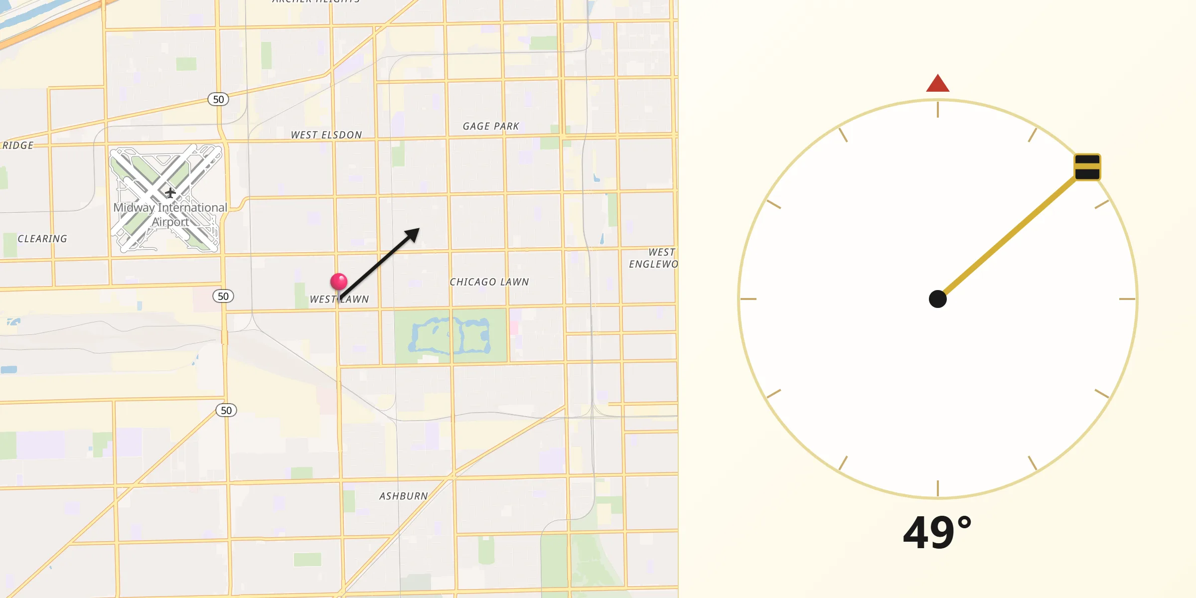 Qibla Direction from West Lawn