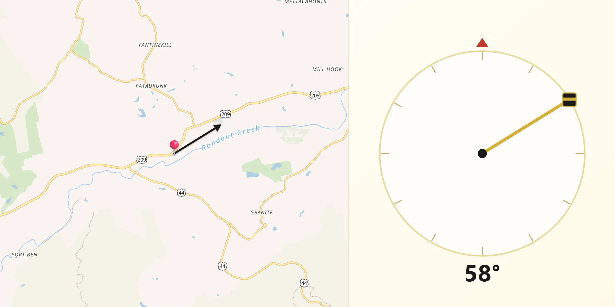 Qibla Direction from Kerhonkson
