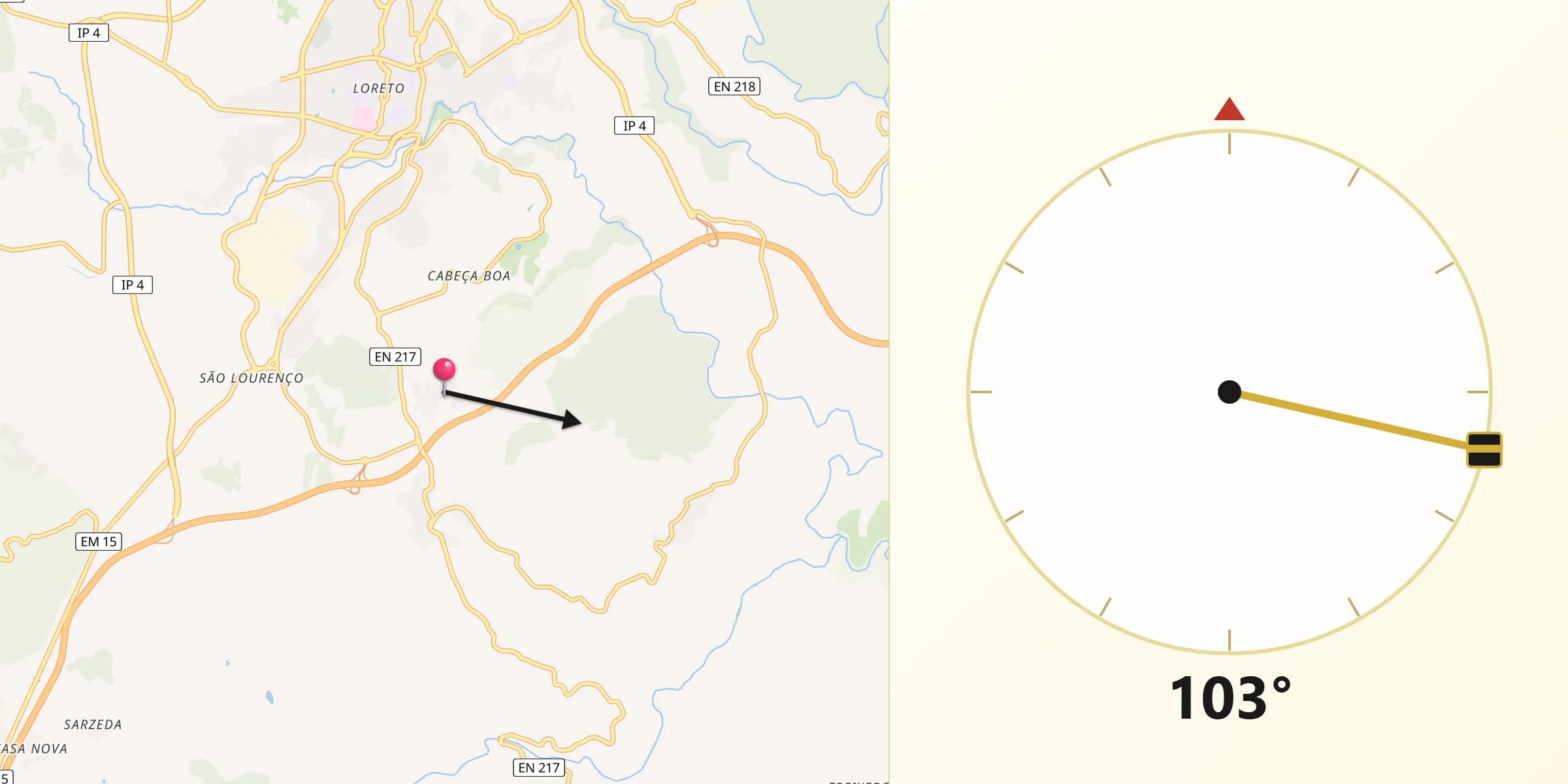 Direção da Qibla a partir de Samil