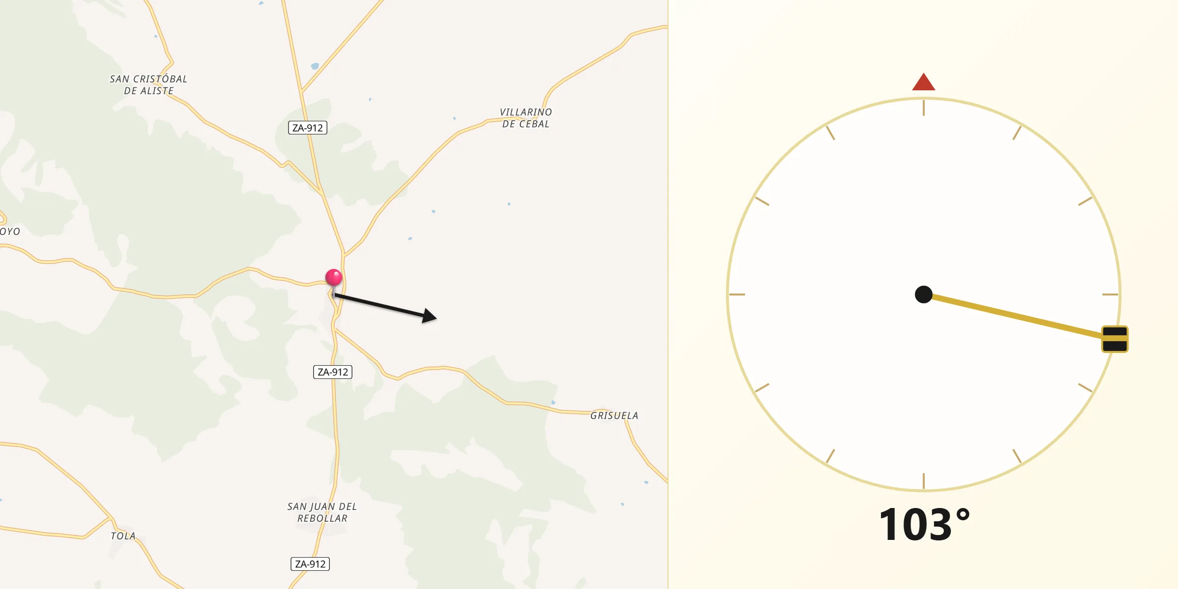 Dirección de la Qibla desde San Vitero