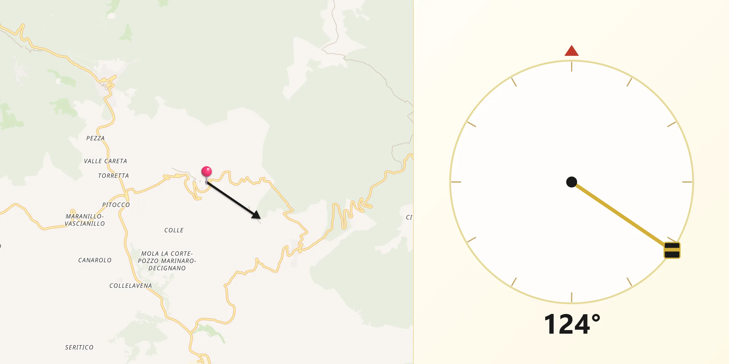 Direzione della Qibla da Vico nel Lazio