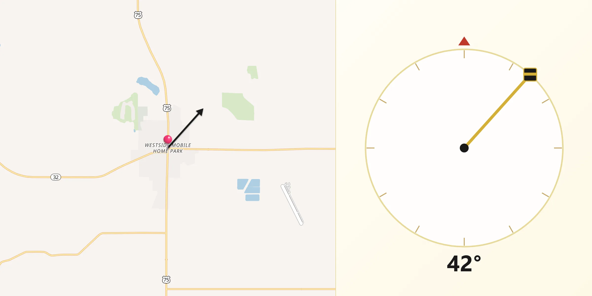 Qibla Direction from Tekamah