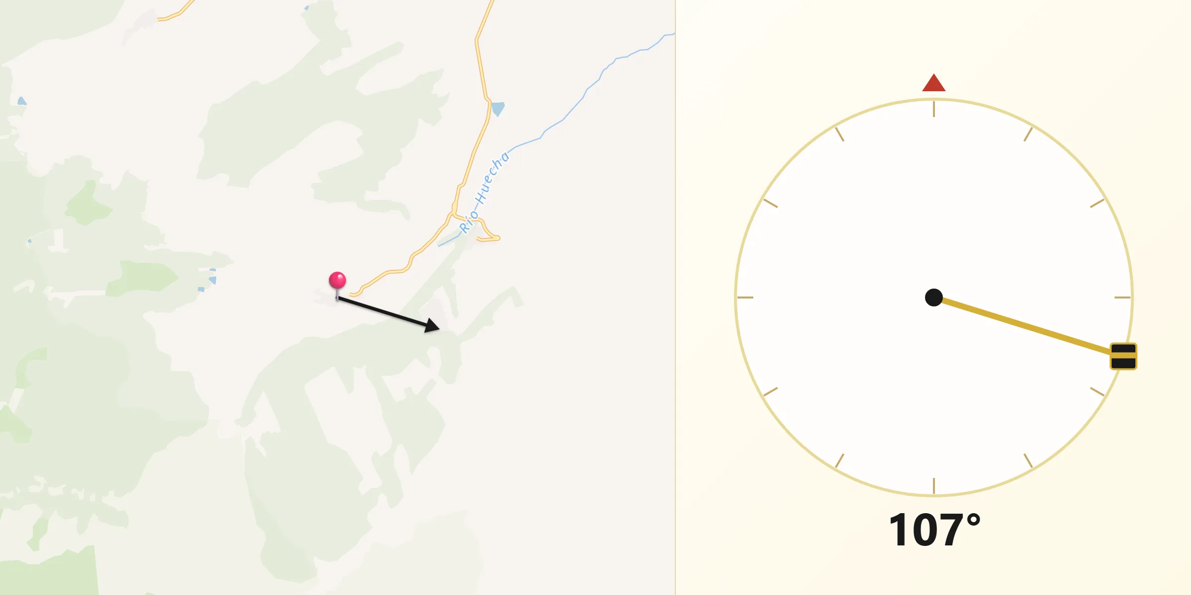 Dirección de la Qibla desde Añón de Moncayo