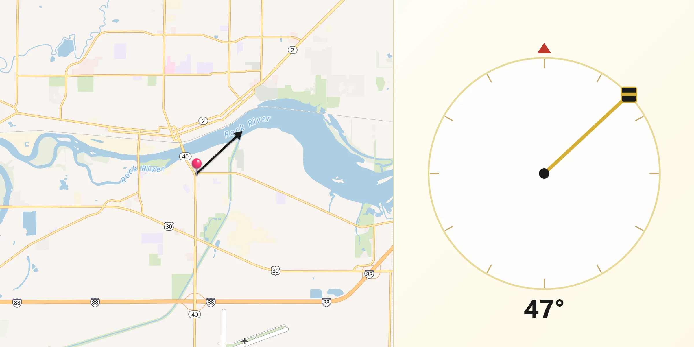 Qibla Direction from Rock Falls