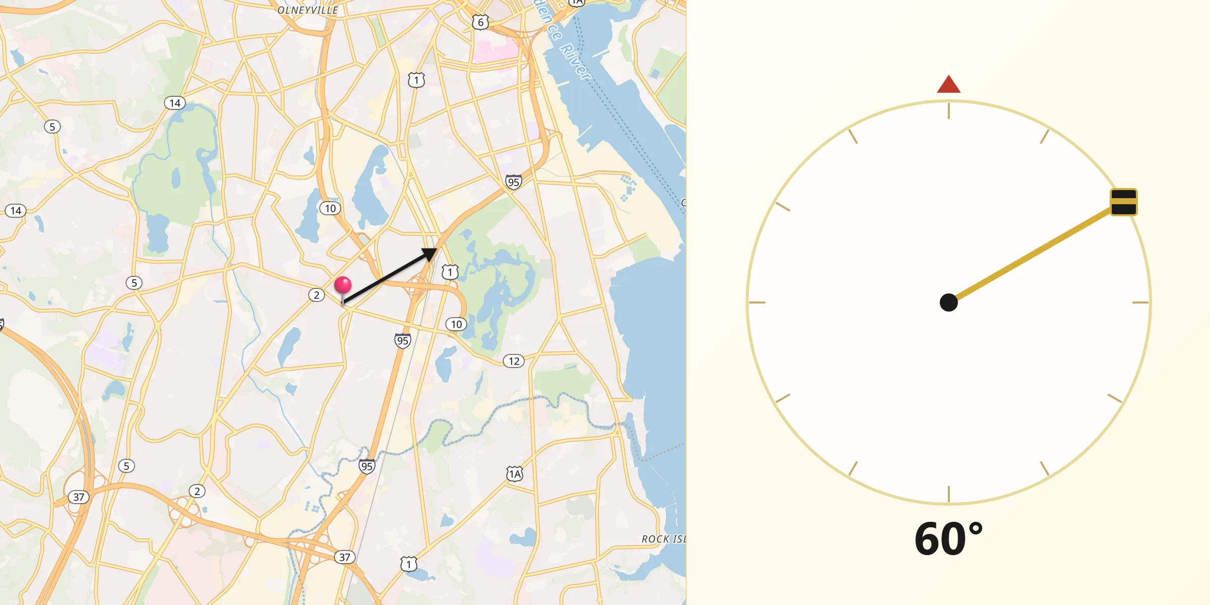 Qibla Direction from Cranston