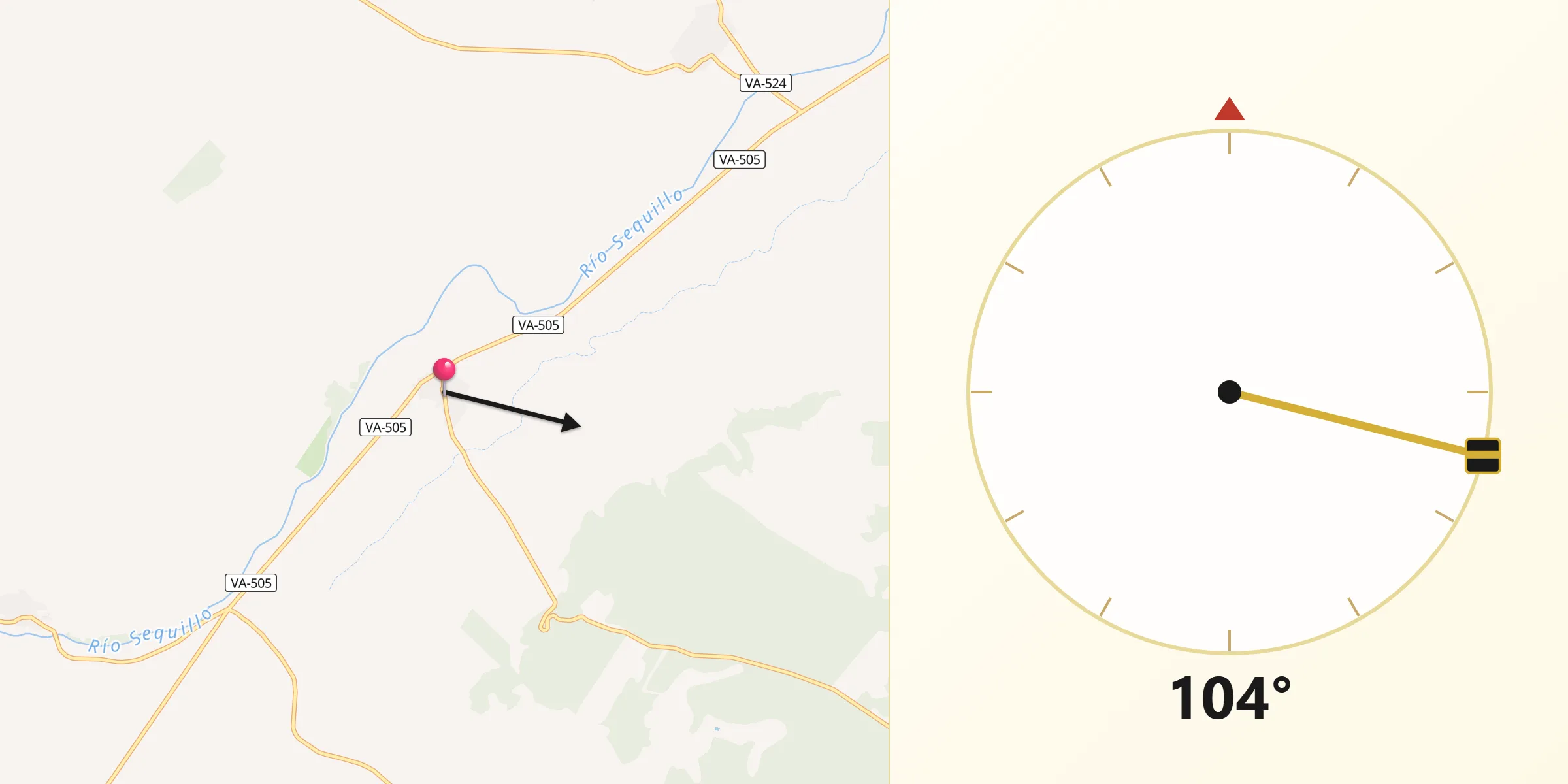 Dirección de la Qibla desde Villagarcía de Campos