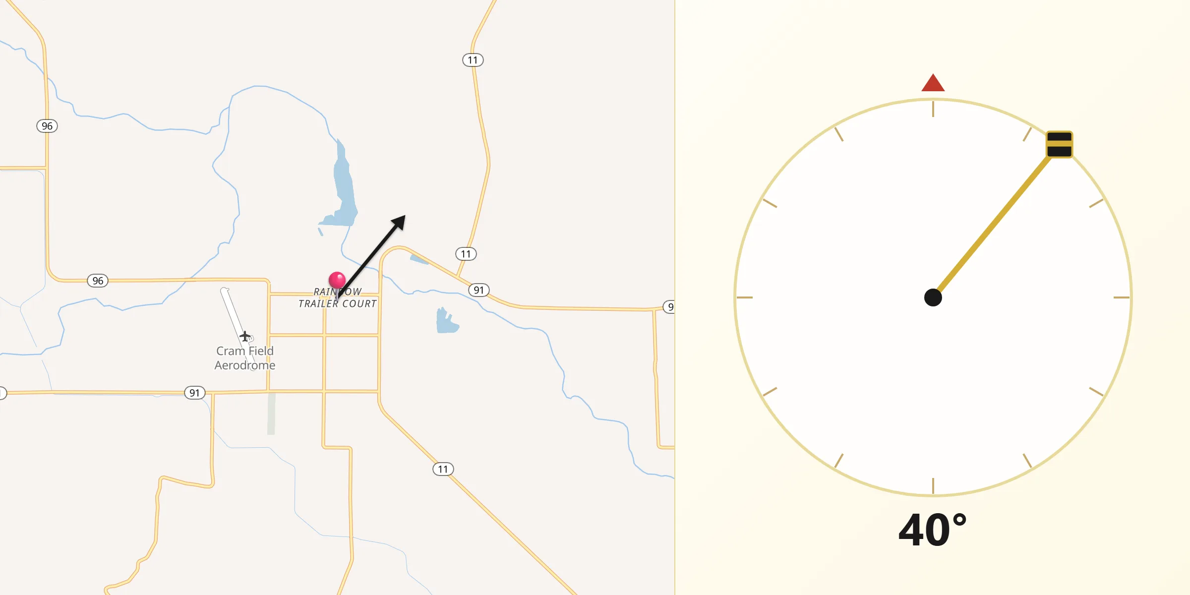 Qibla Direction from Burwell