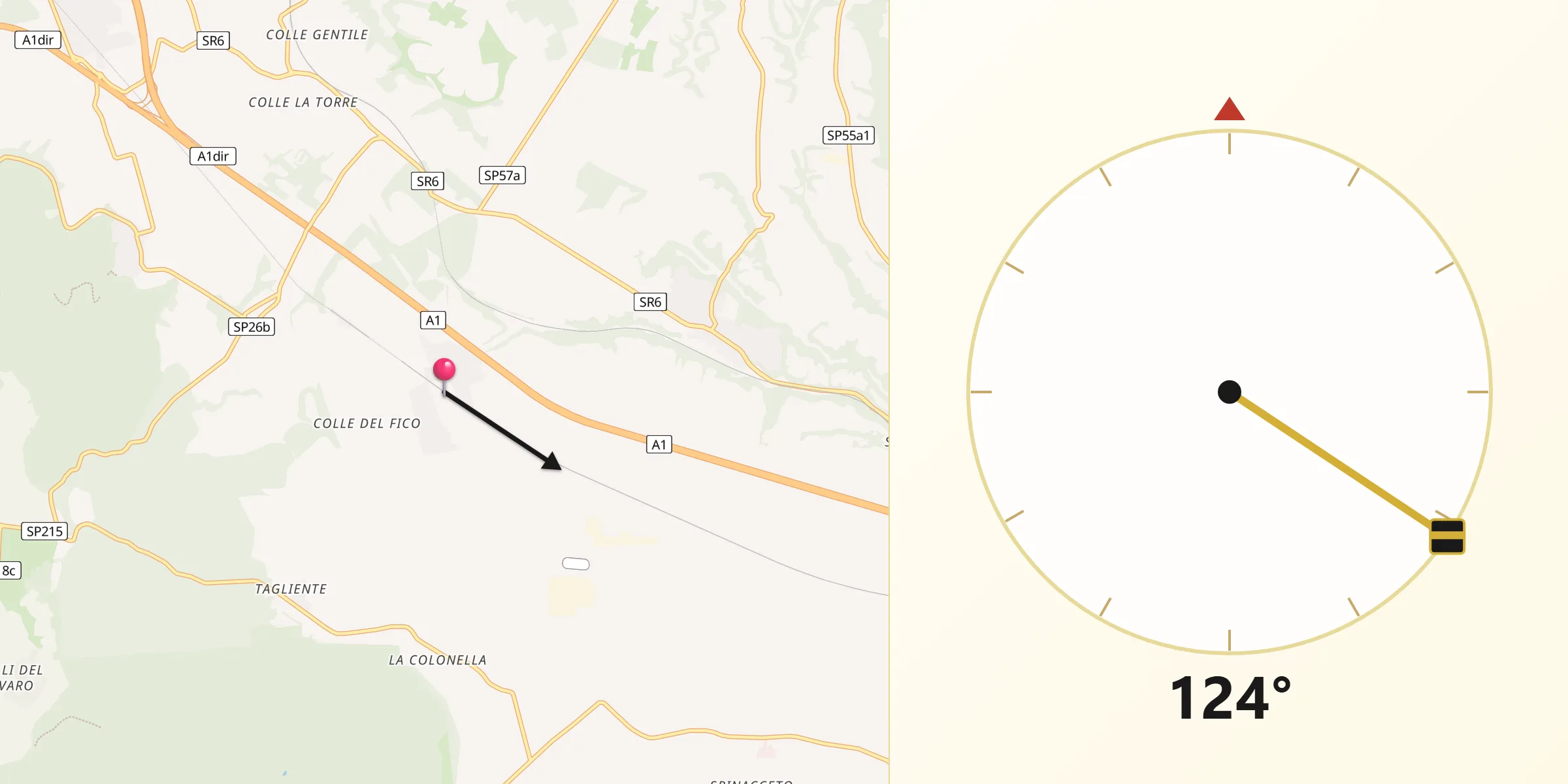 Direzione della Qibla da Colle Spina