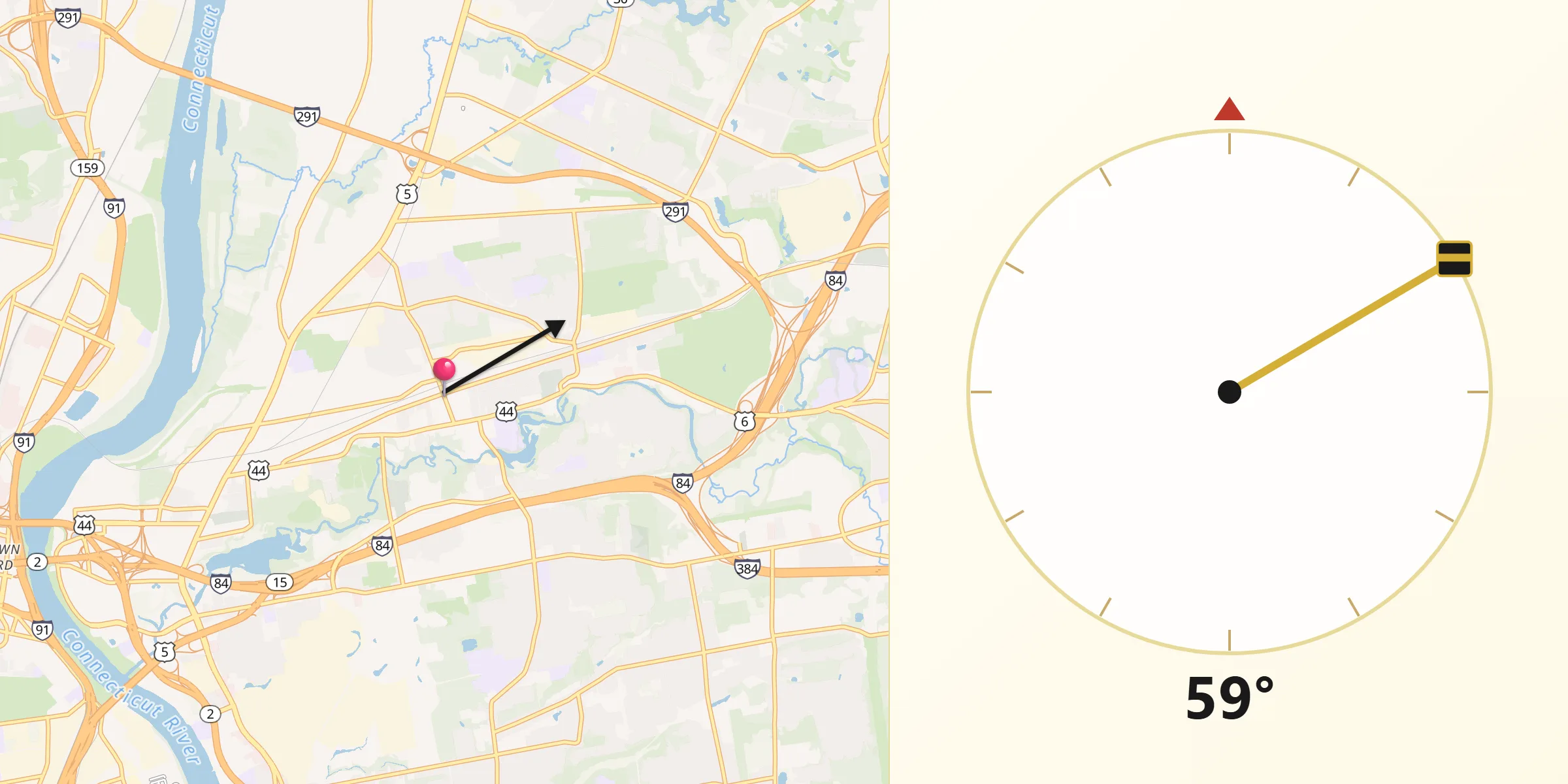 Qibla Direction from East Hartford