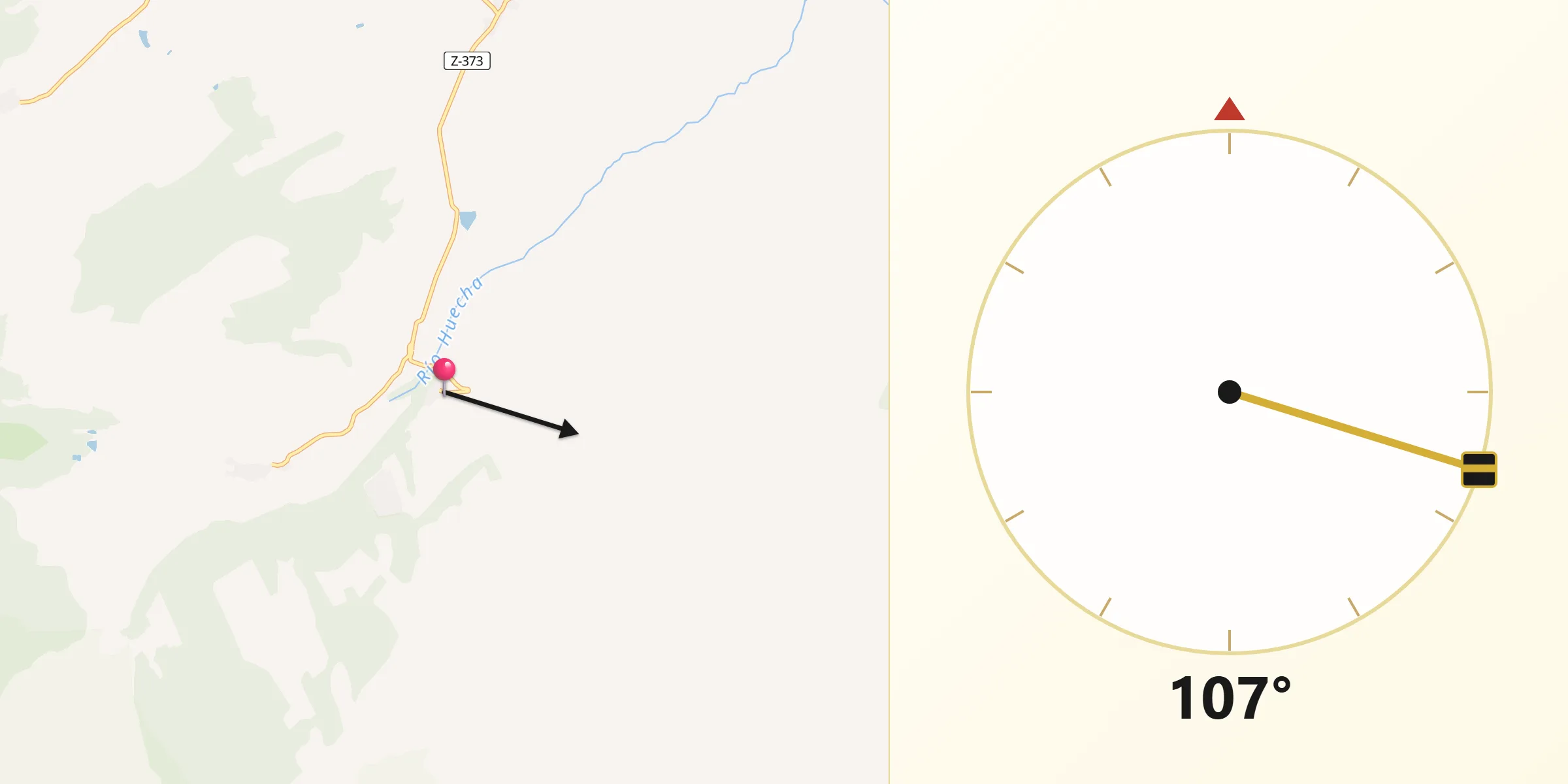 Dirección de la Qibla desde Alcalá de Moncayo
