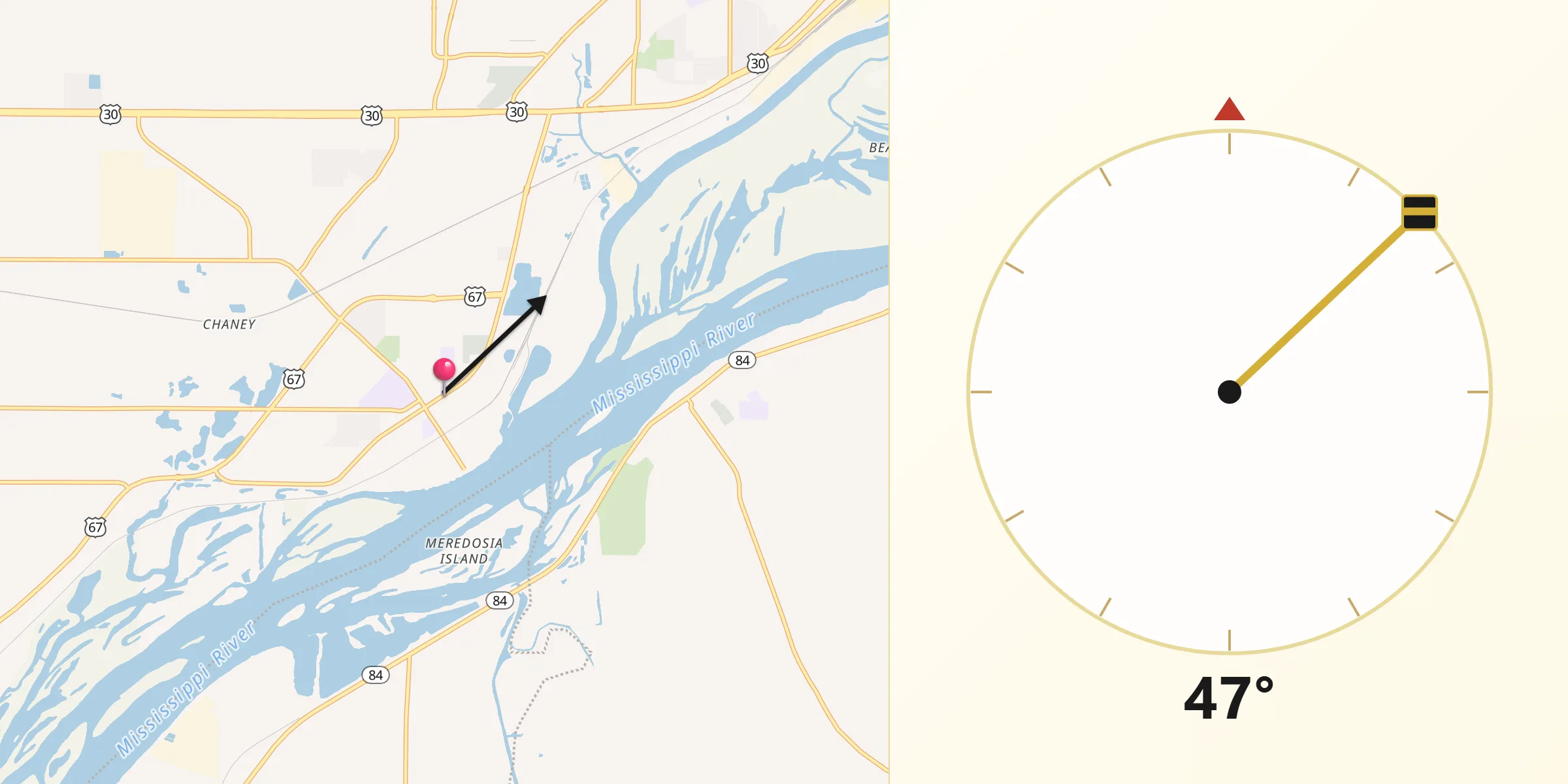 Qibla Direction from Camanche
