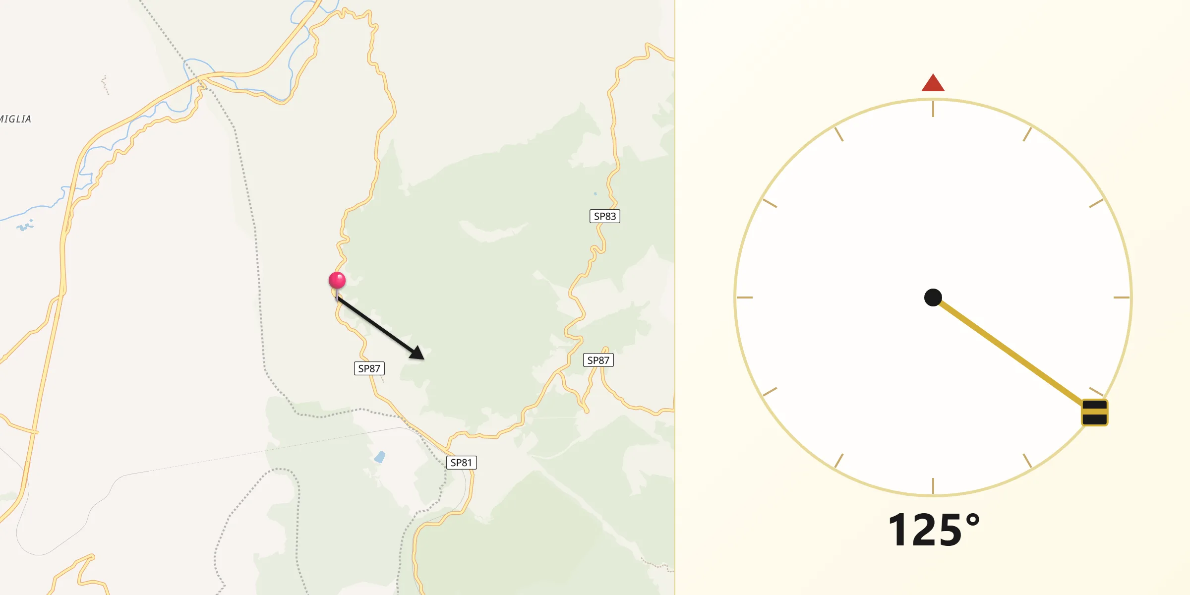 Direzione della Qibla da San Pietro Avellana