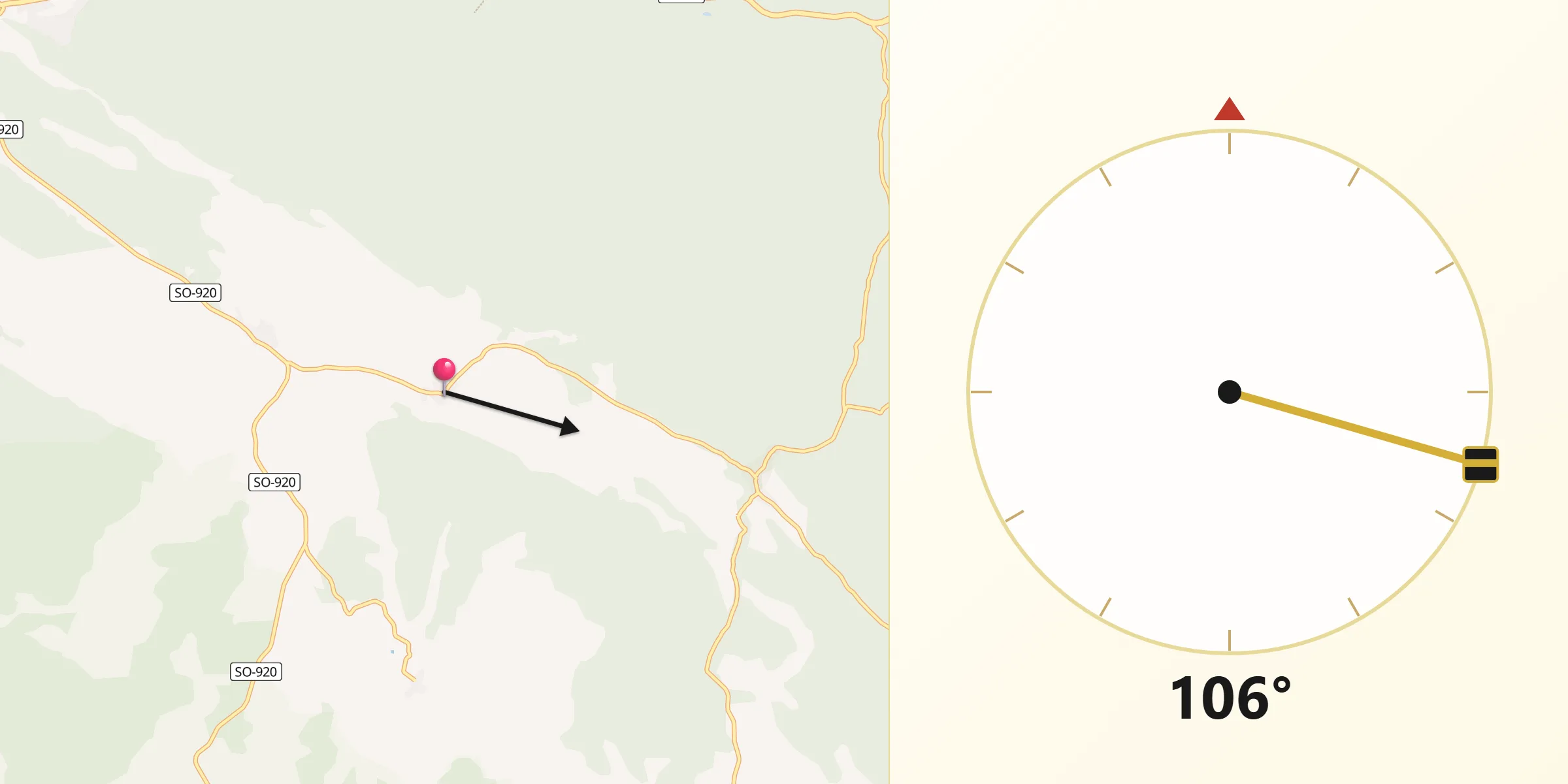 Dirección de la Qibla desde Vadillo