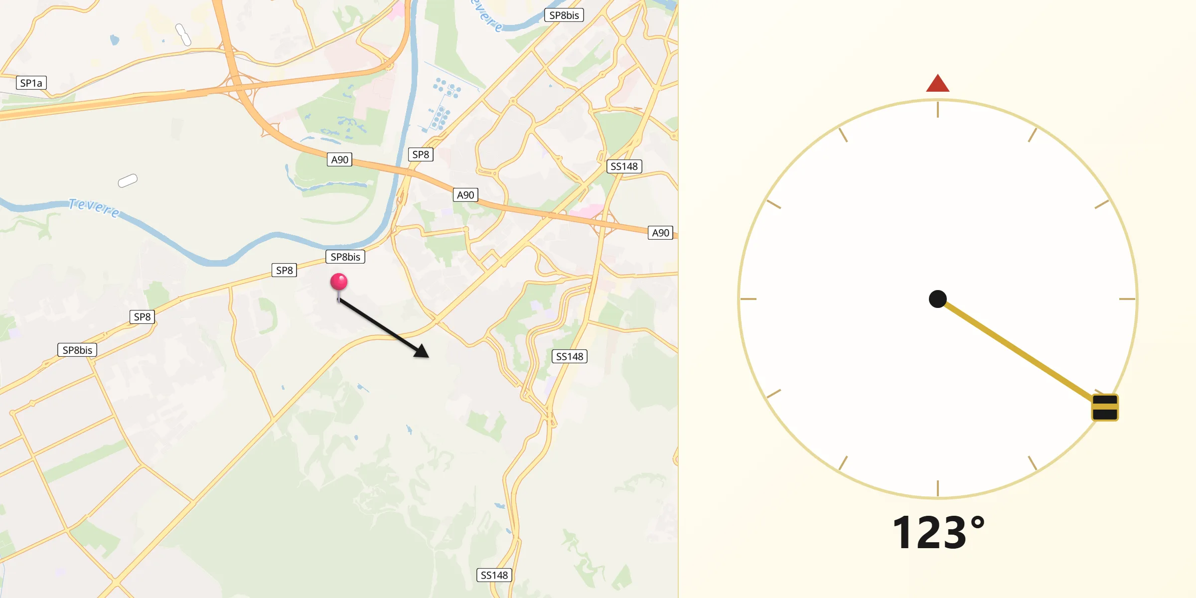 Direzione della Qibla da Vitinia