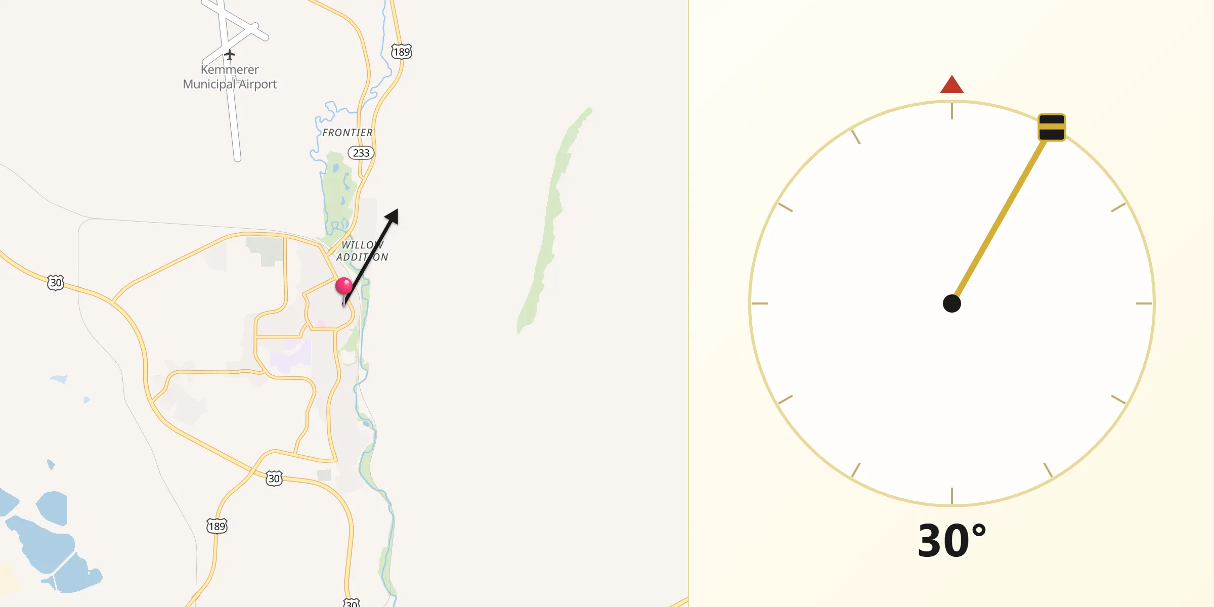 Qibla Direction from Kemmerer
