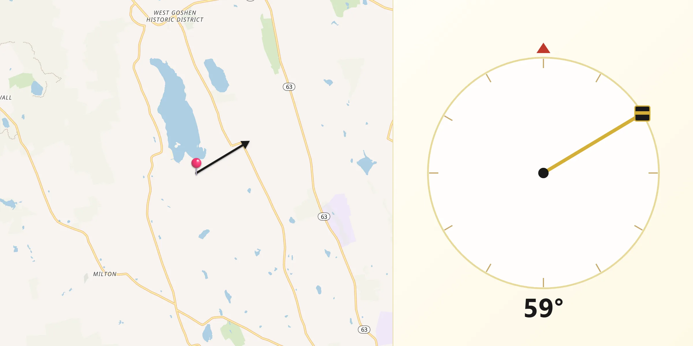 Qibla Direction from Litchfield County