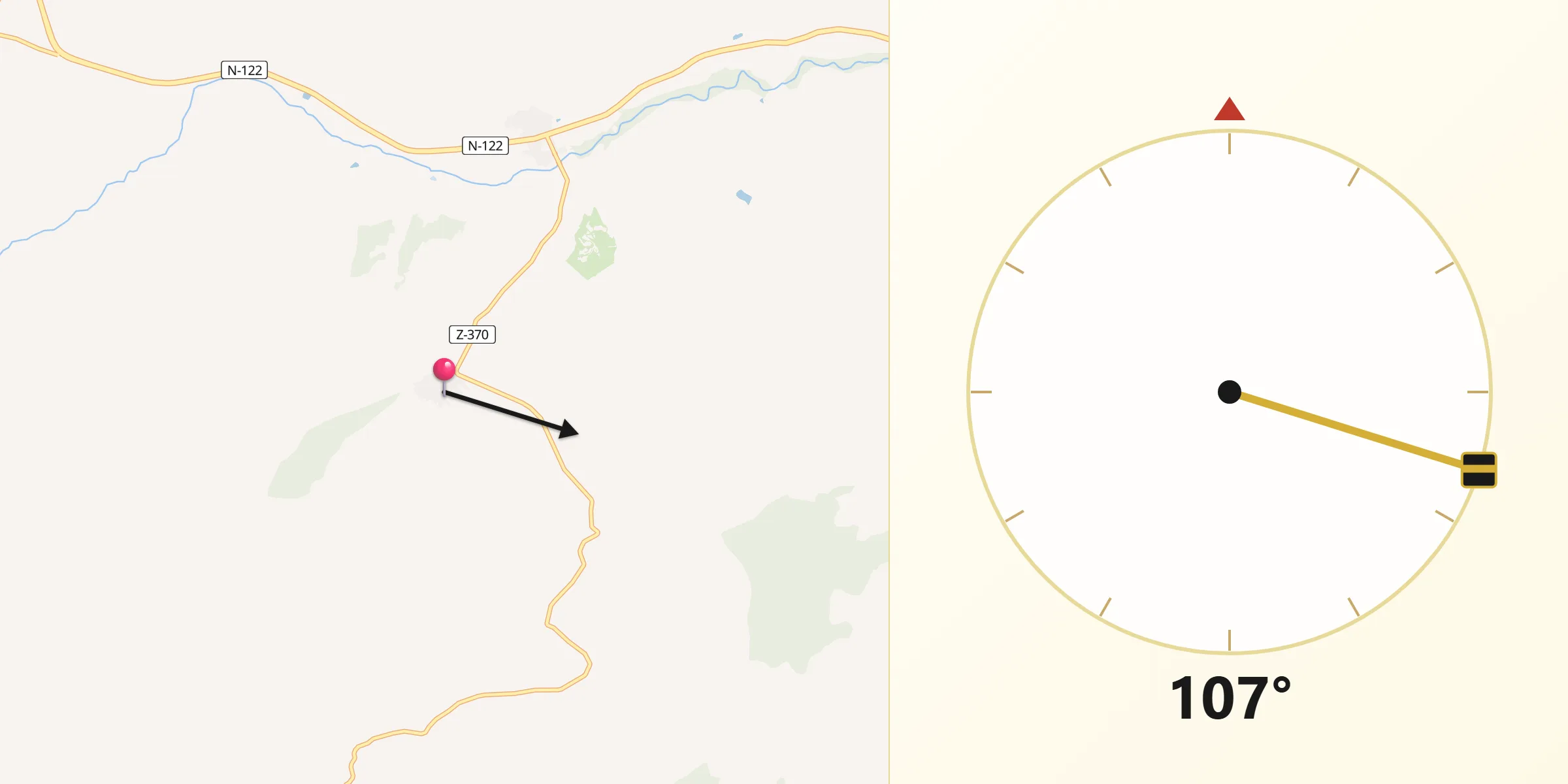 Dirección de la Qibla desde Ambel
