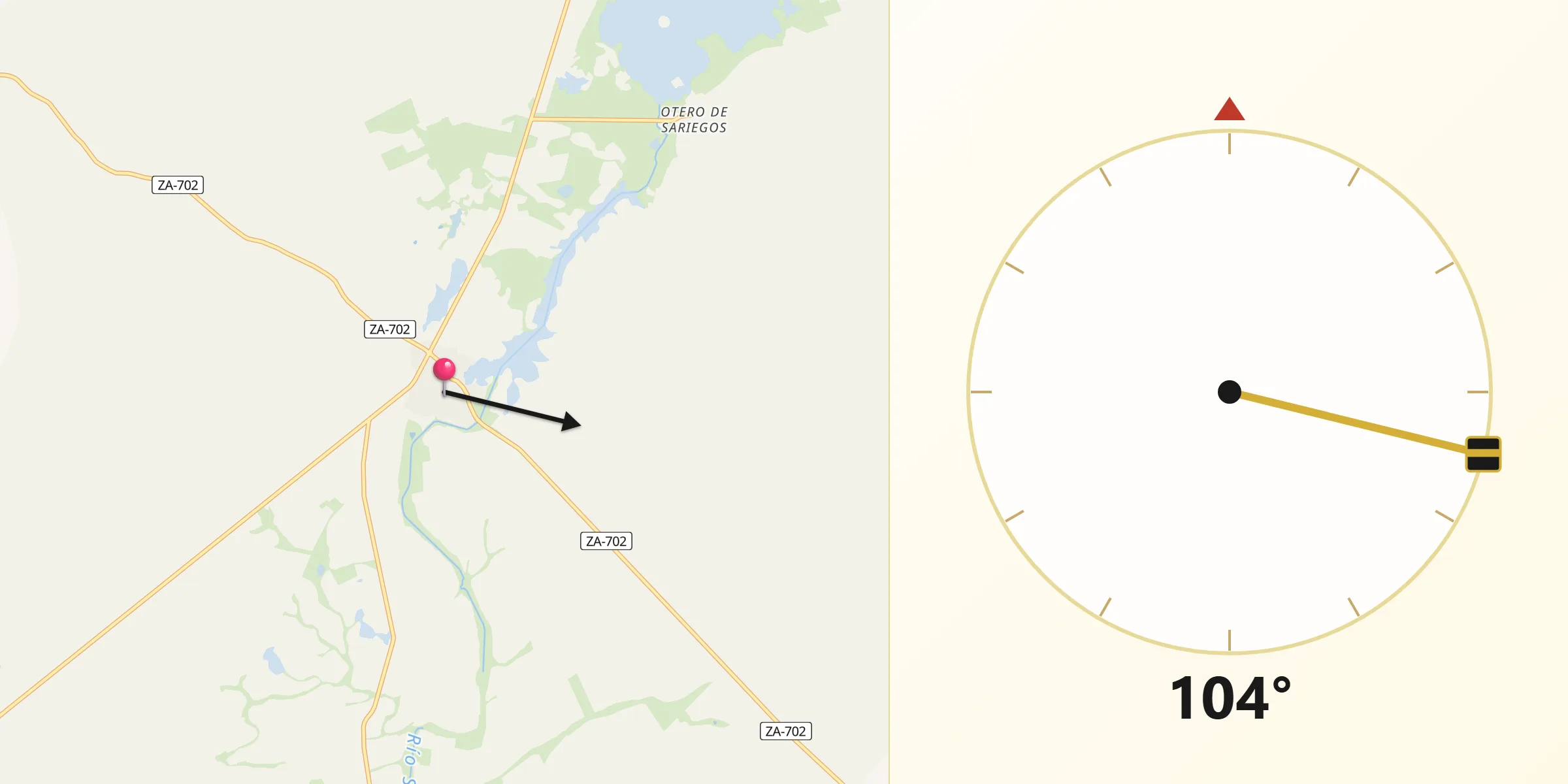 Dirección de la Qibla desde Villarrín de Campos