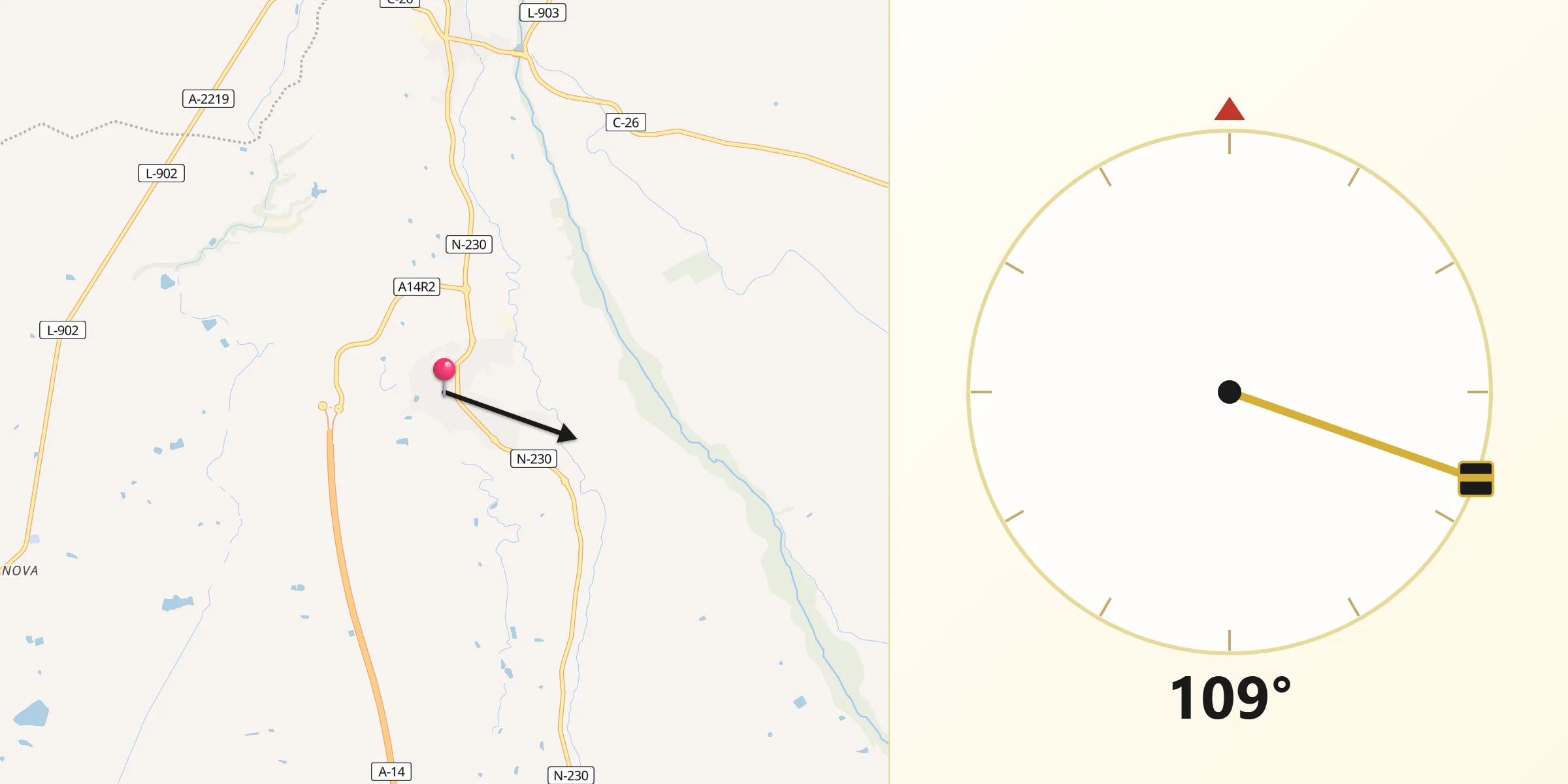 Dirección de la Qibla desde Almenar