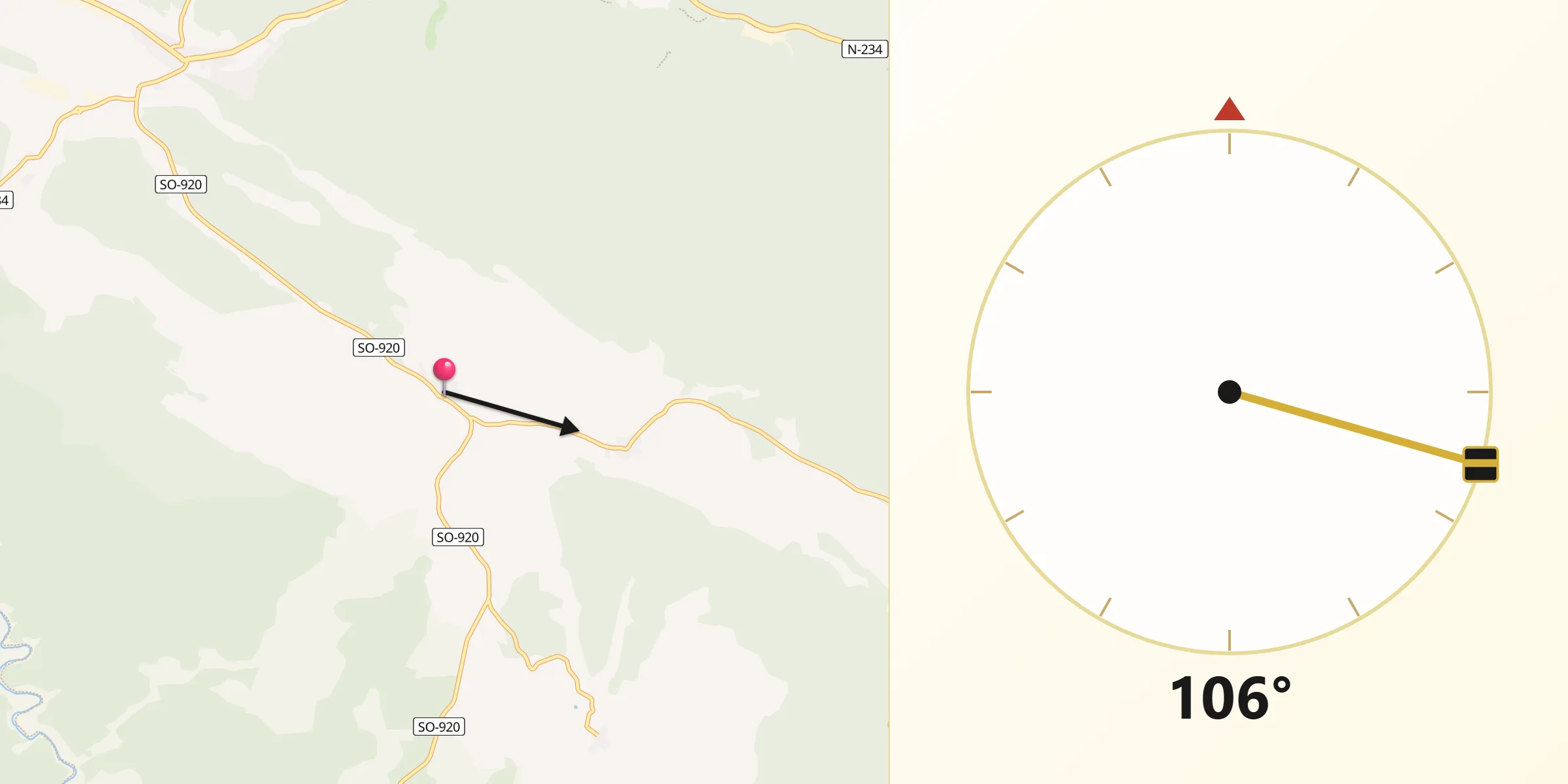 Dirección de la Qibla desde Casarejos