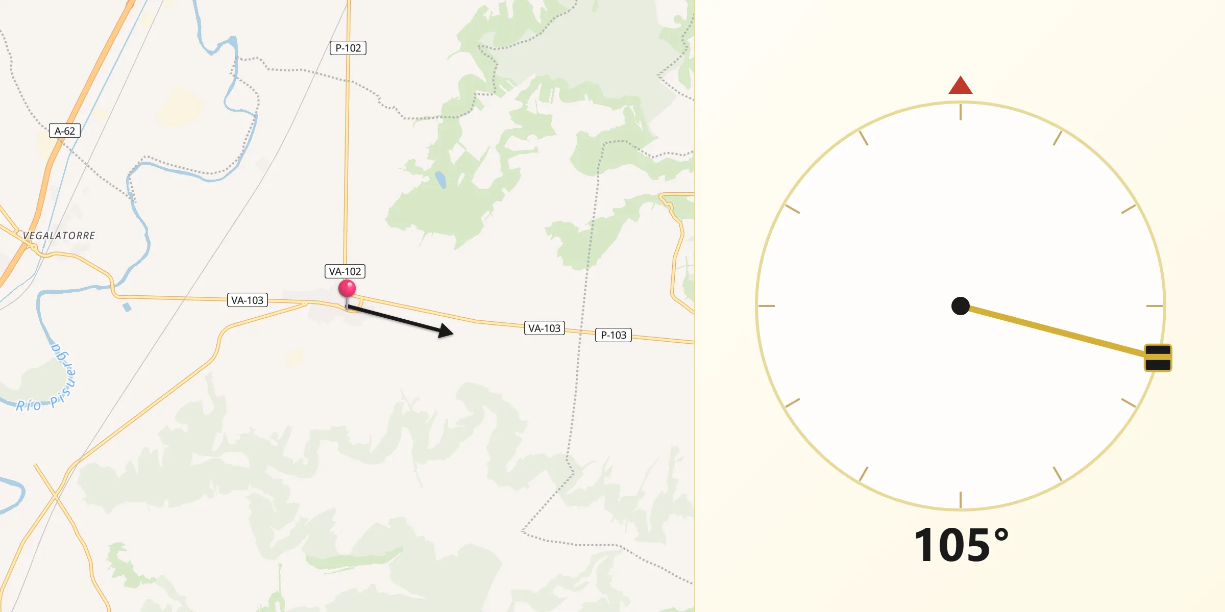Dirección de la Qibla desde Valoria la Buena