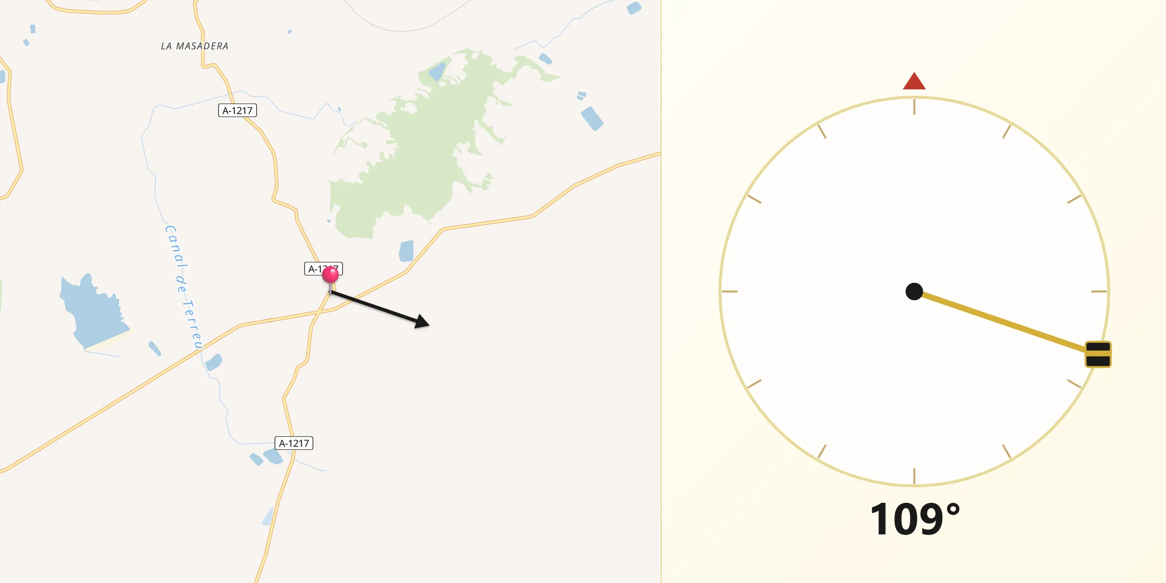 Dirección de la Qibla desde Castelflorite