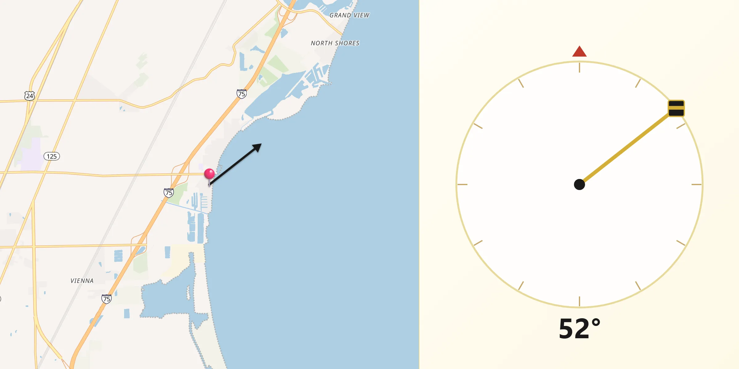 Qibla Direction from Luna Pier