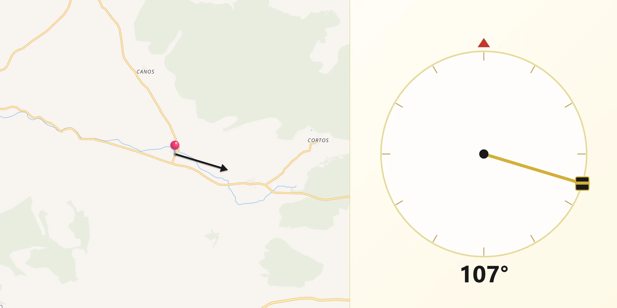Dirección de la Qibla desde Aldehuela de Periáñez