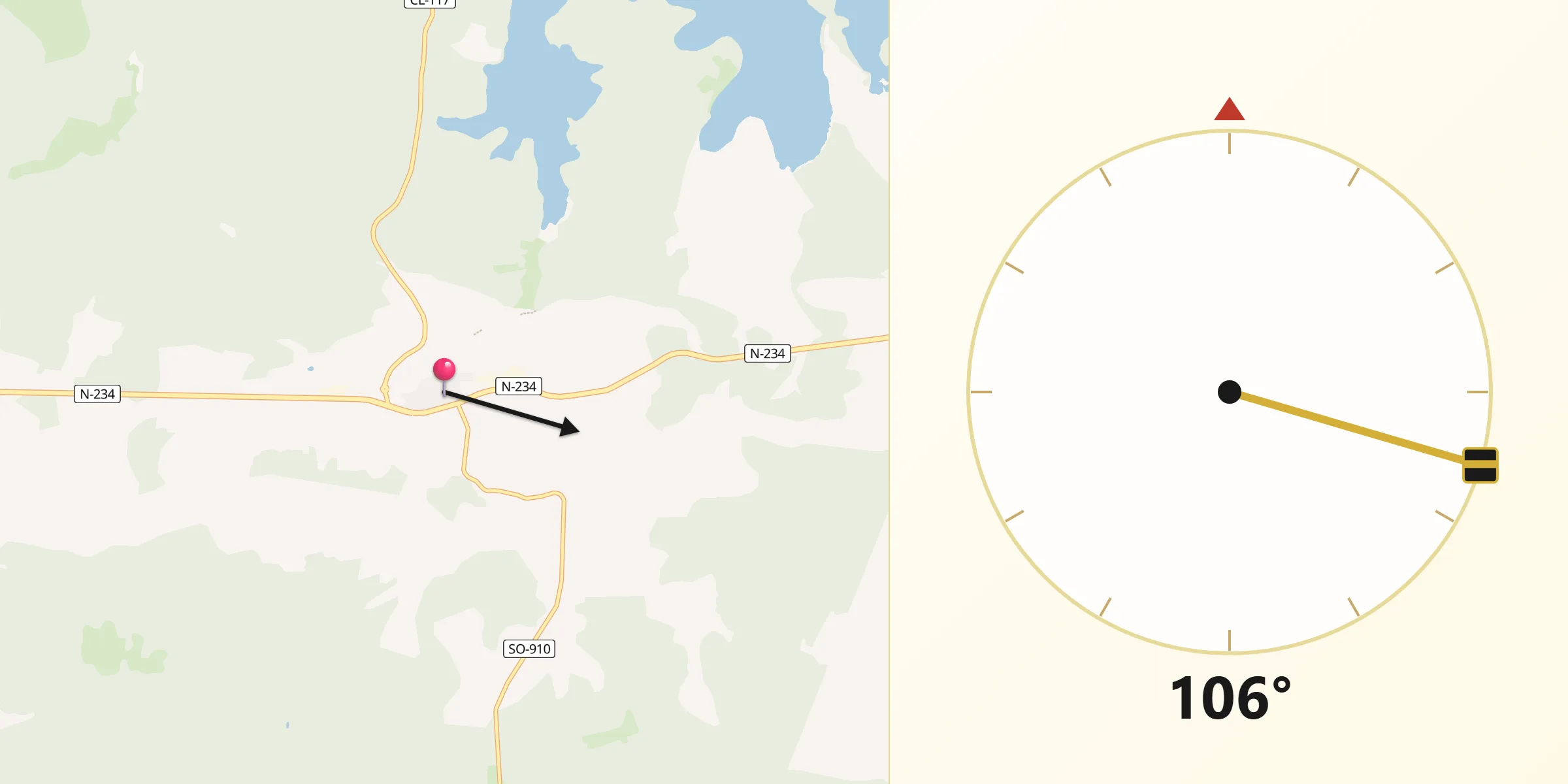 Dirección de la Qibla desde Abejar