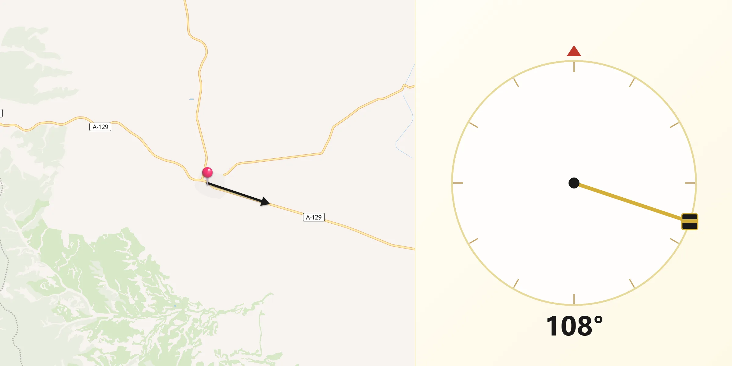 Dirección de la Qibla desde Alcubierre