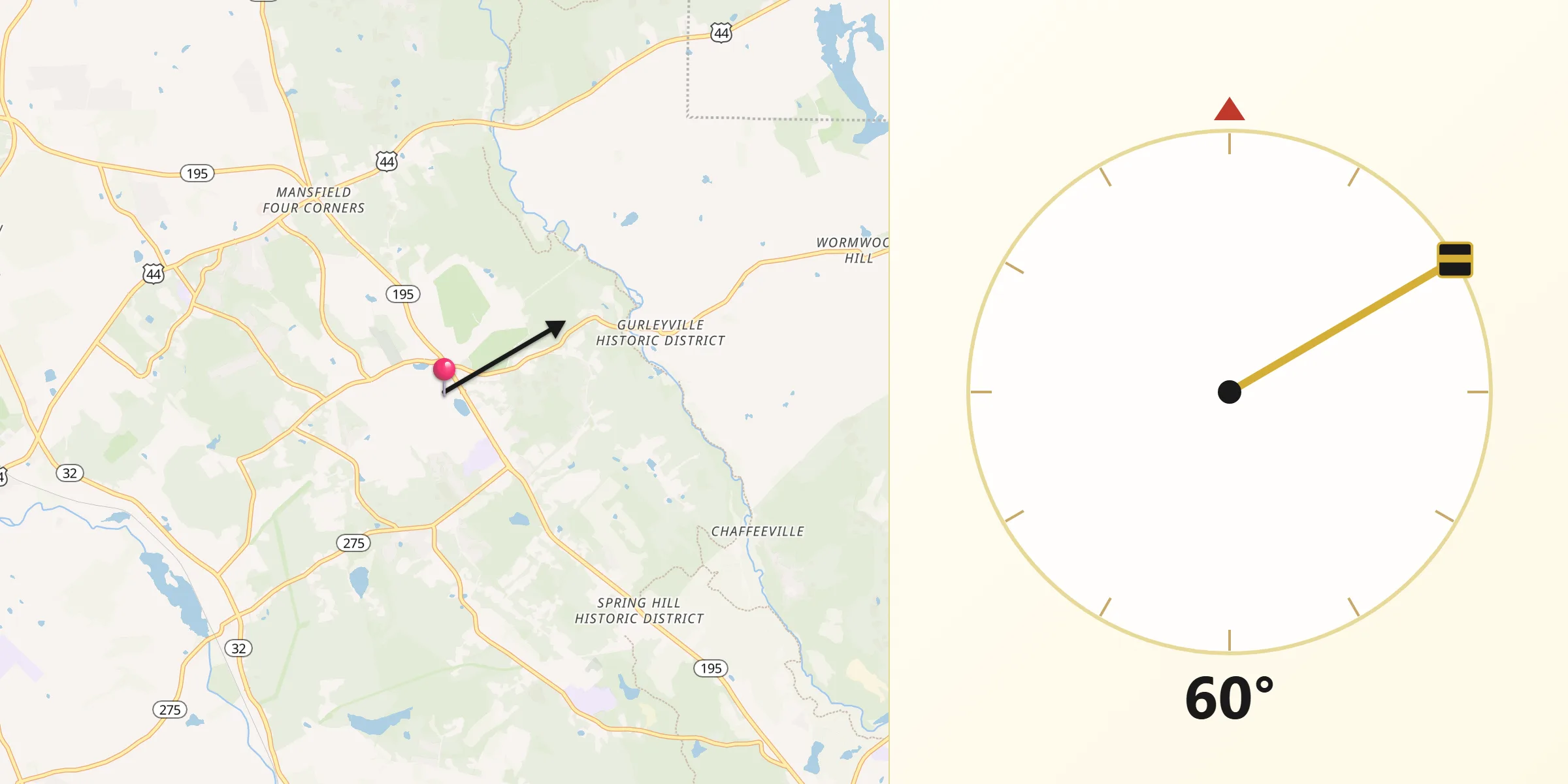 Qibla Direction from Storrs