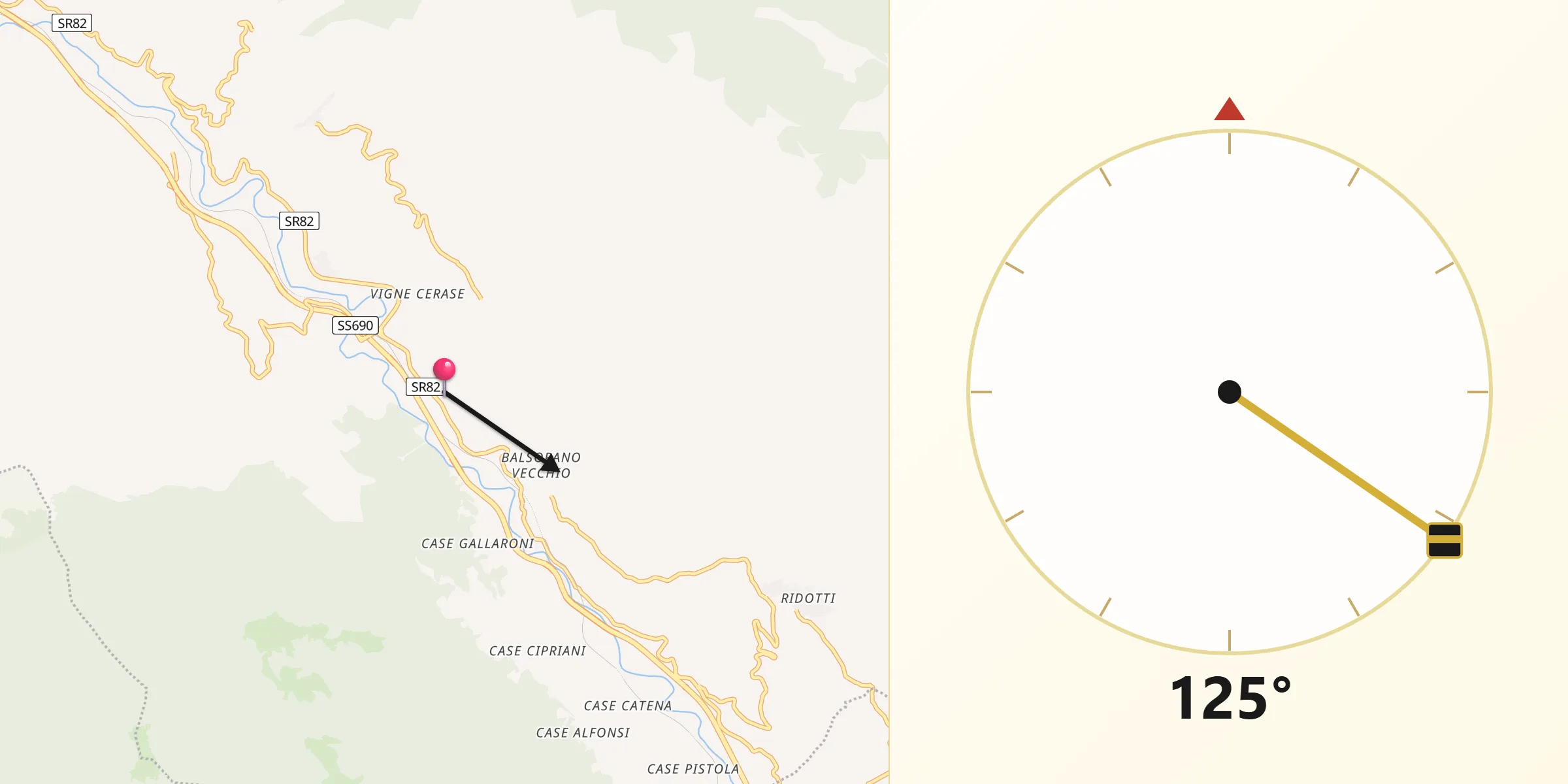 Direzione della Qibla da Balsorano Nuovo