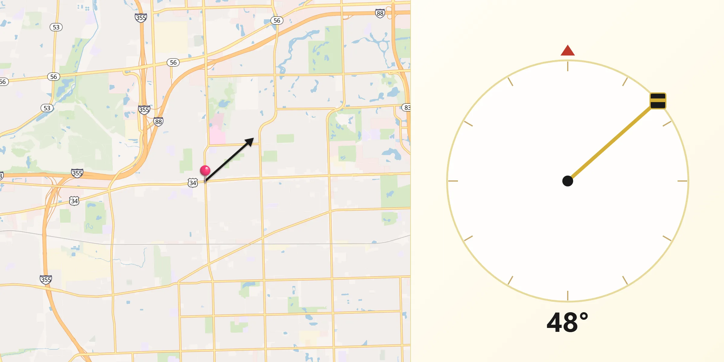 Qibla Direction from Downers Grove