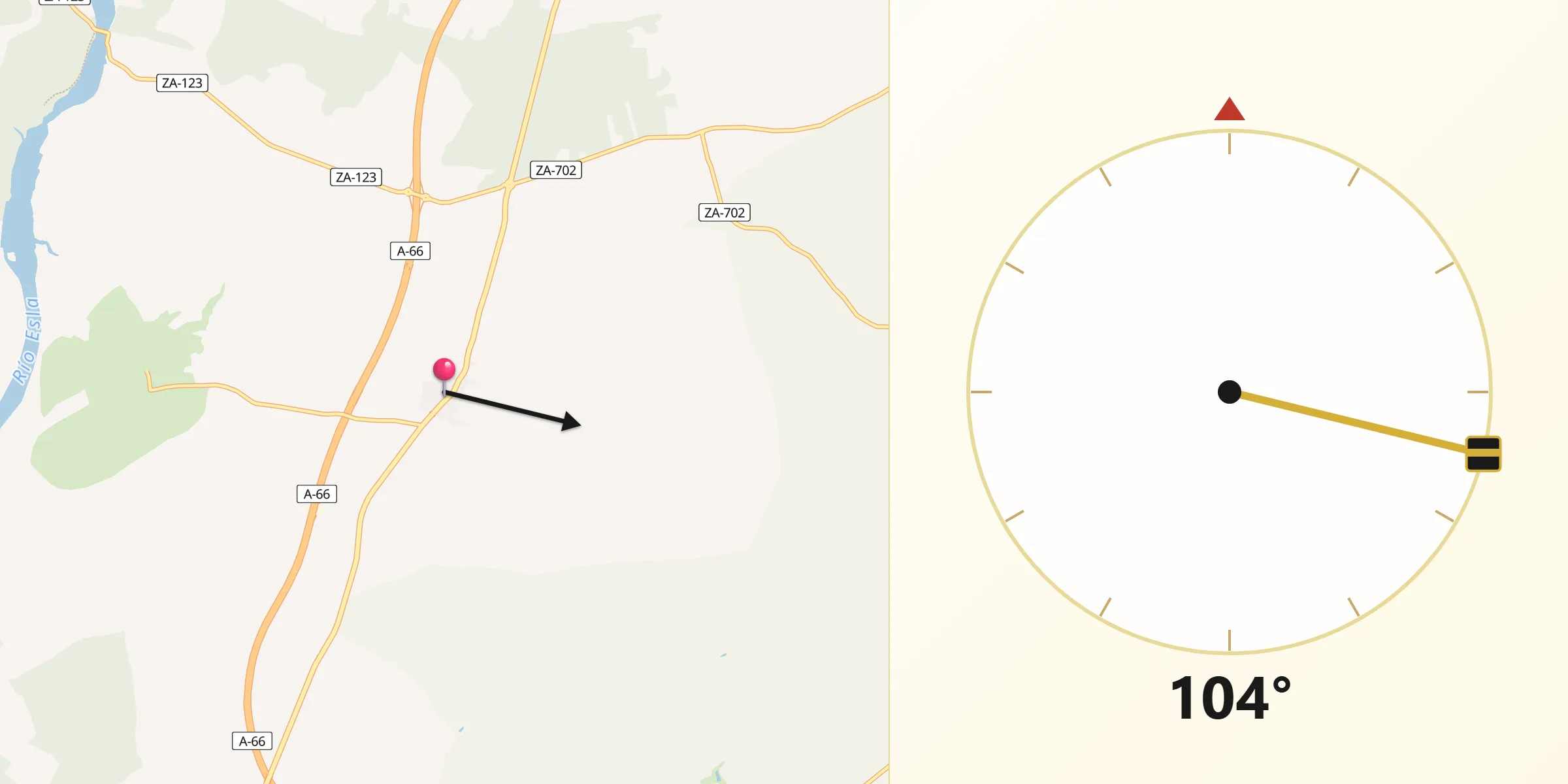 Dirección de la Qibla desde Granja de Moreruela