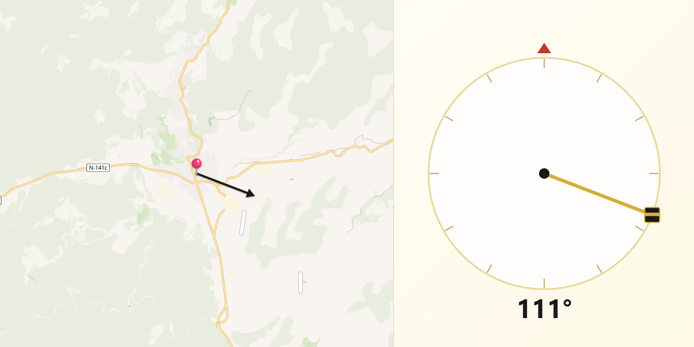 Dirección de la Qibla desde Moià