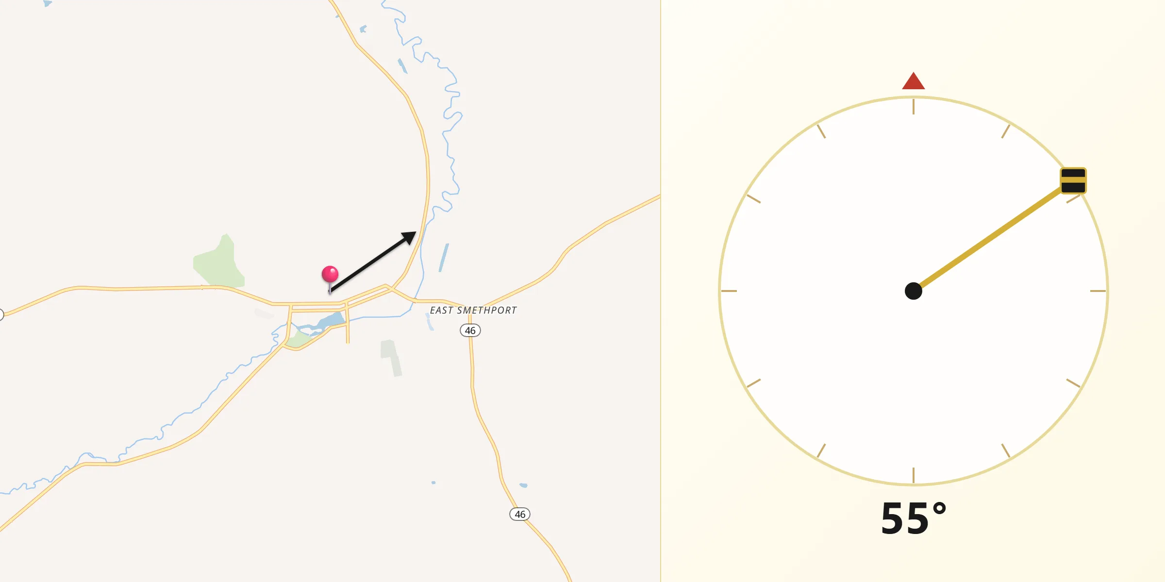 Qibla Direction from Smethport