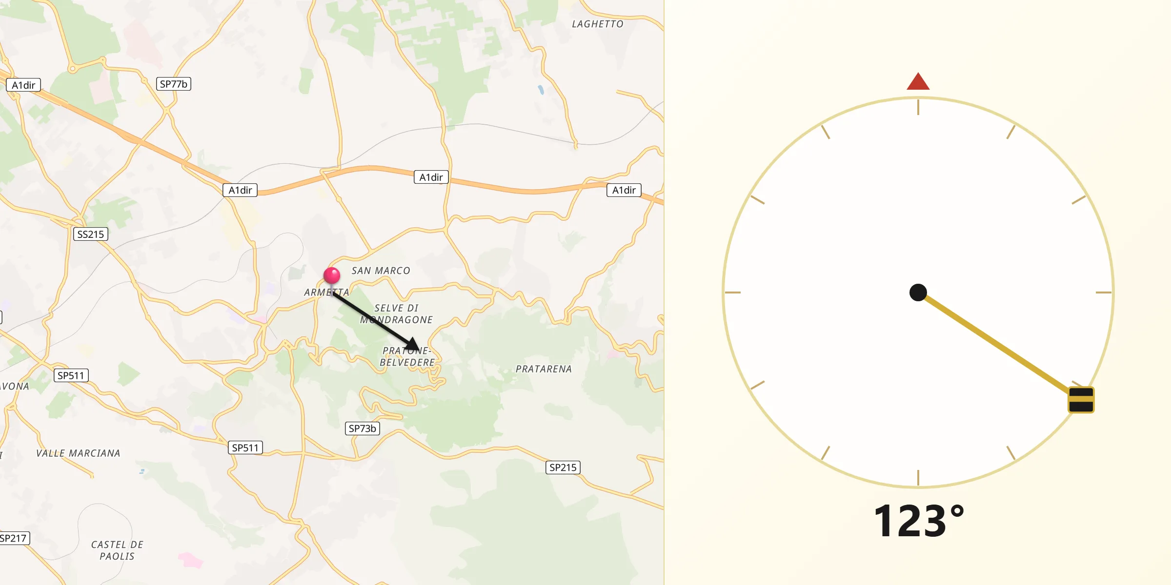 Direzione della Qibla da Armetta