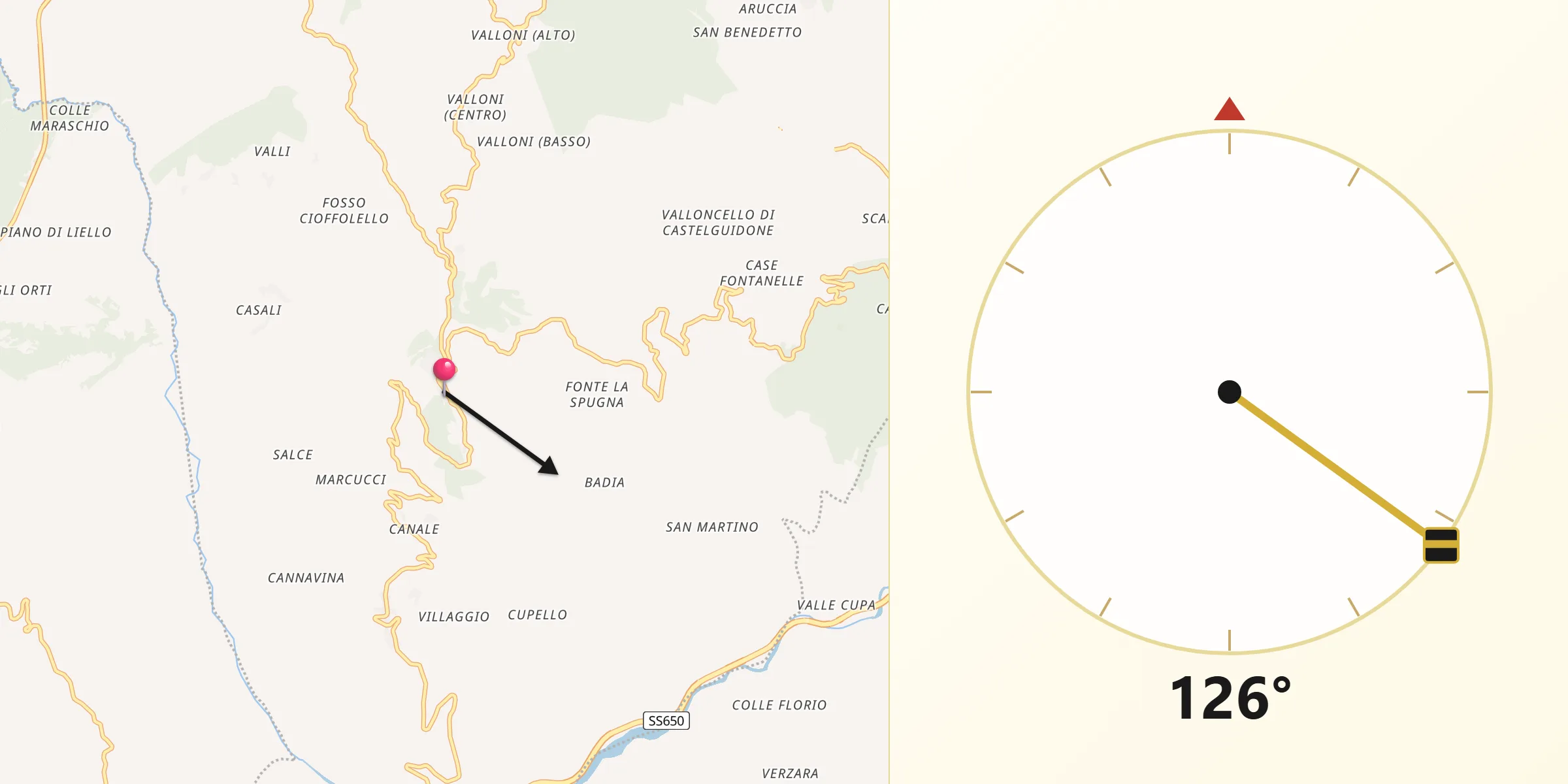 Direzione della Qibla da Schiavi di Abruzzo