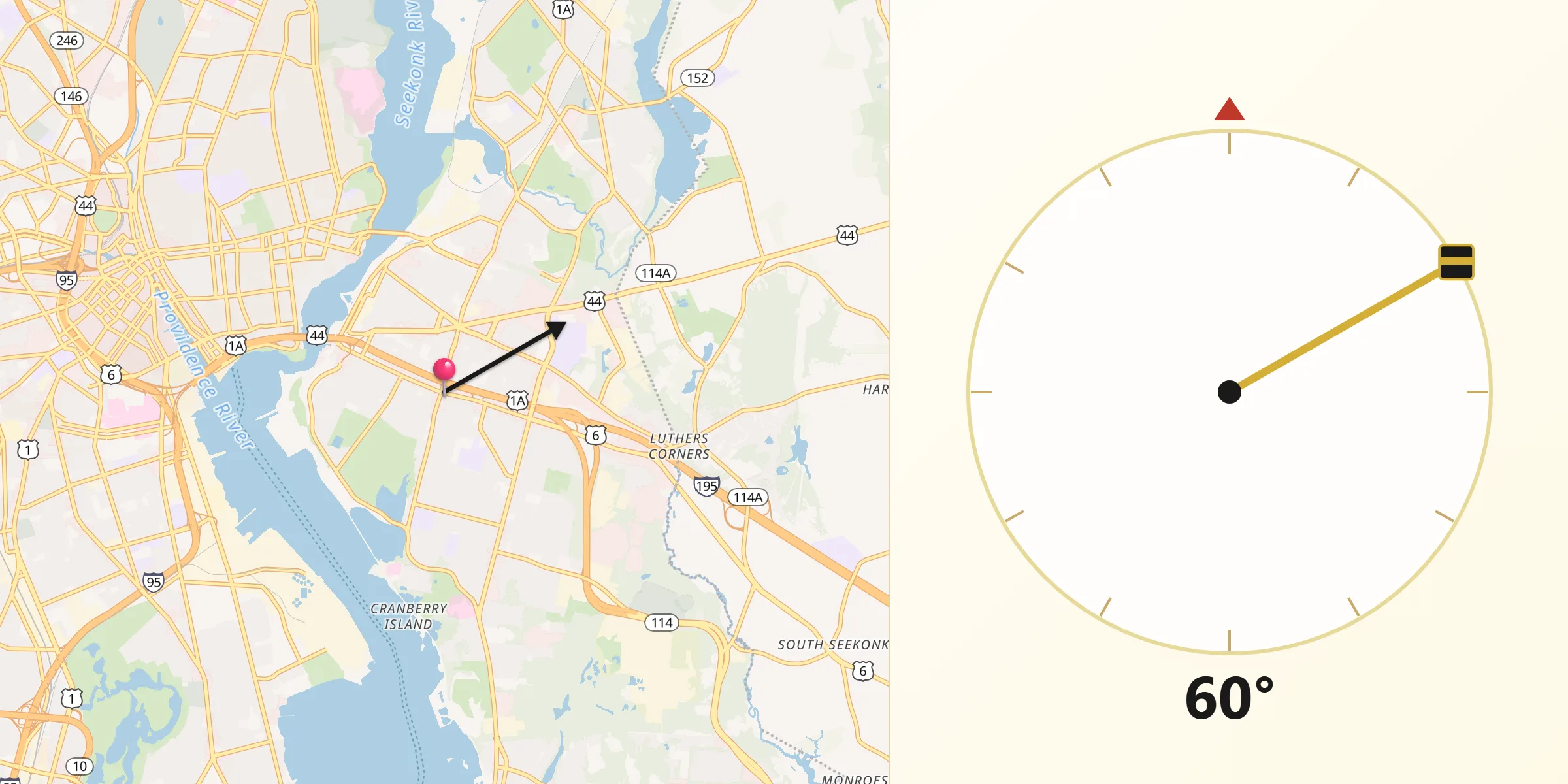 Qibla Direction from East Providence
