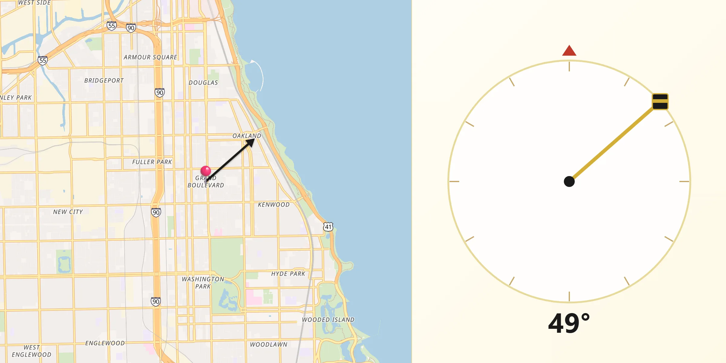 Qibla Direction from Grand Boulevard