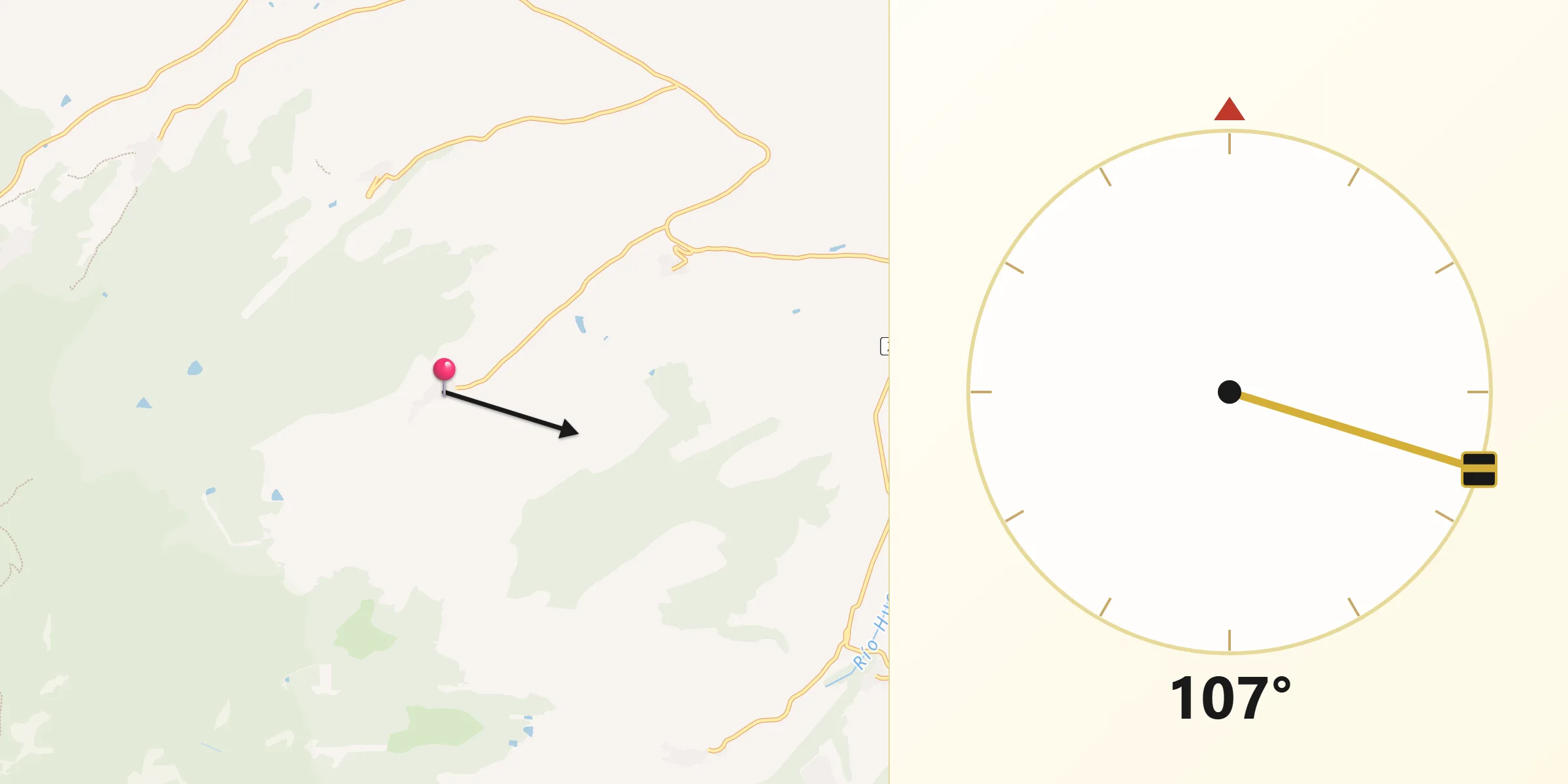 Dirección de la Qibla desde Litago
