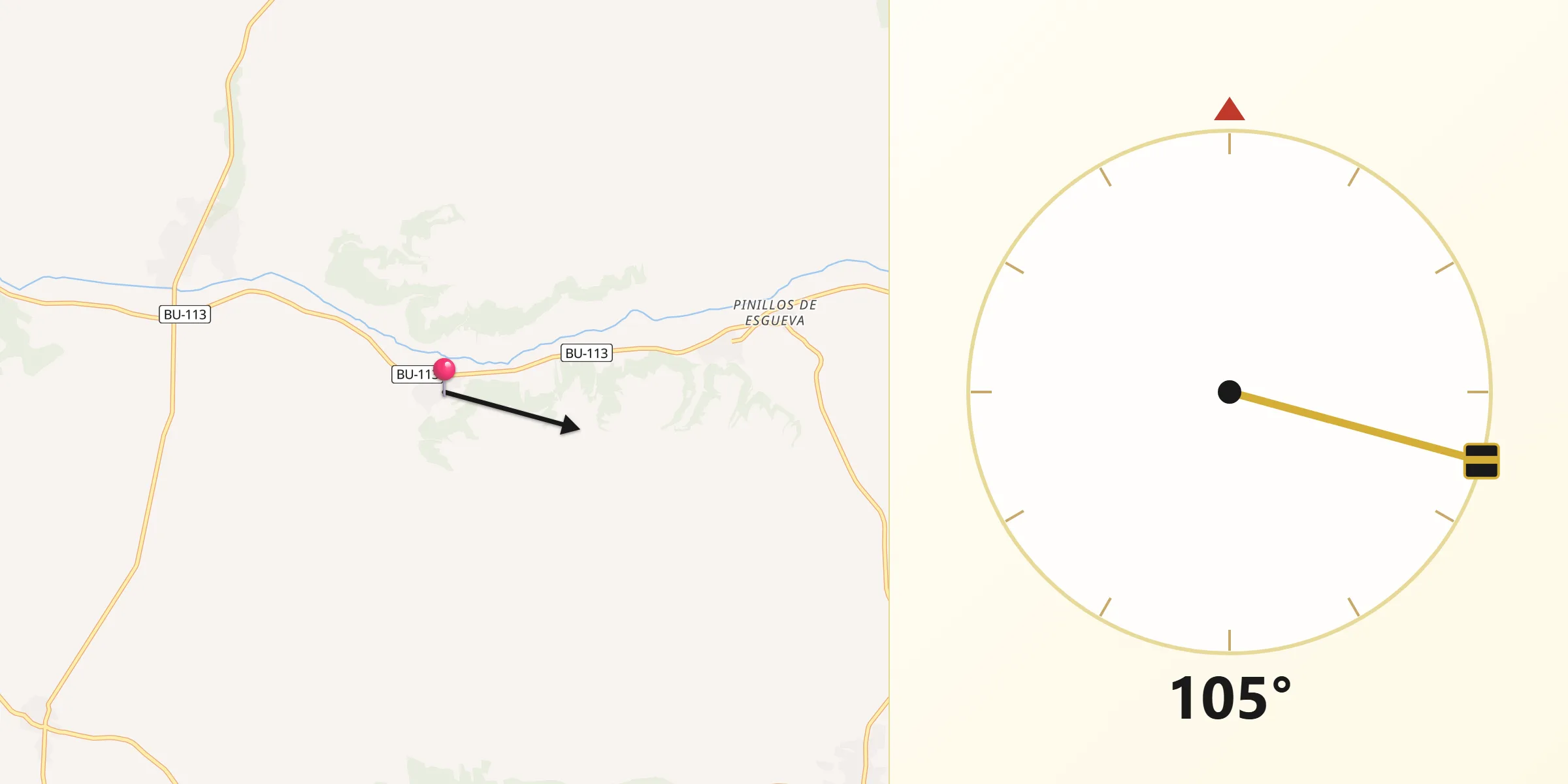 Dirección de la Qibla desde Villatuelda